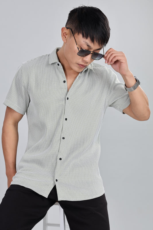 Men’s Short Sleeve Casual Shirt(Olive Green) – Premium Cotton Blend | Lightweight & Breathable