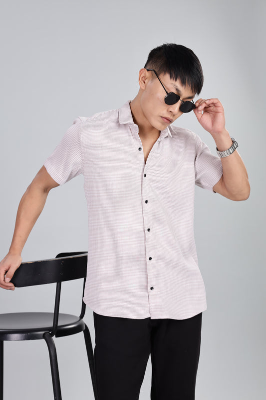 Men’s Short Sleeve Casual Shirt(BEIGE) – Premium Cotton Blend | Lightweight & Breathable