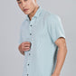 Men’s Short Sleeve Casual Shirt(AQUE) – Premium Cotton Blend | Lightweight & Breathable