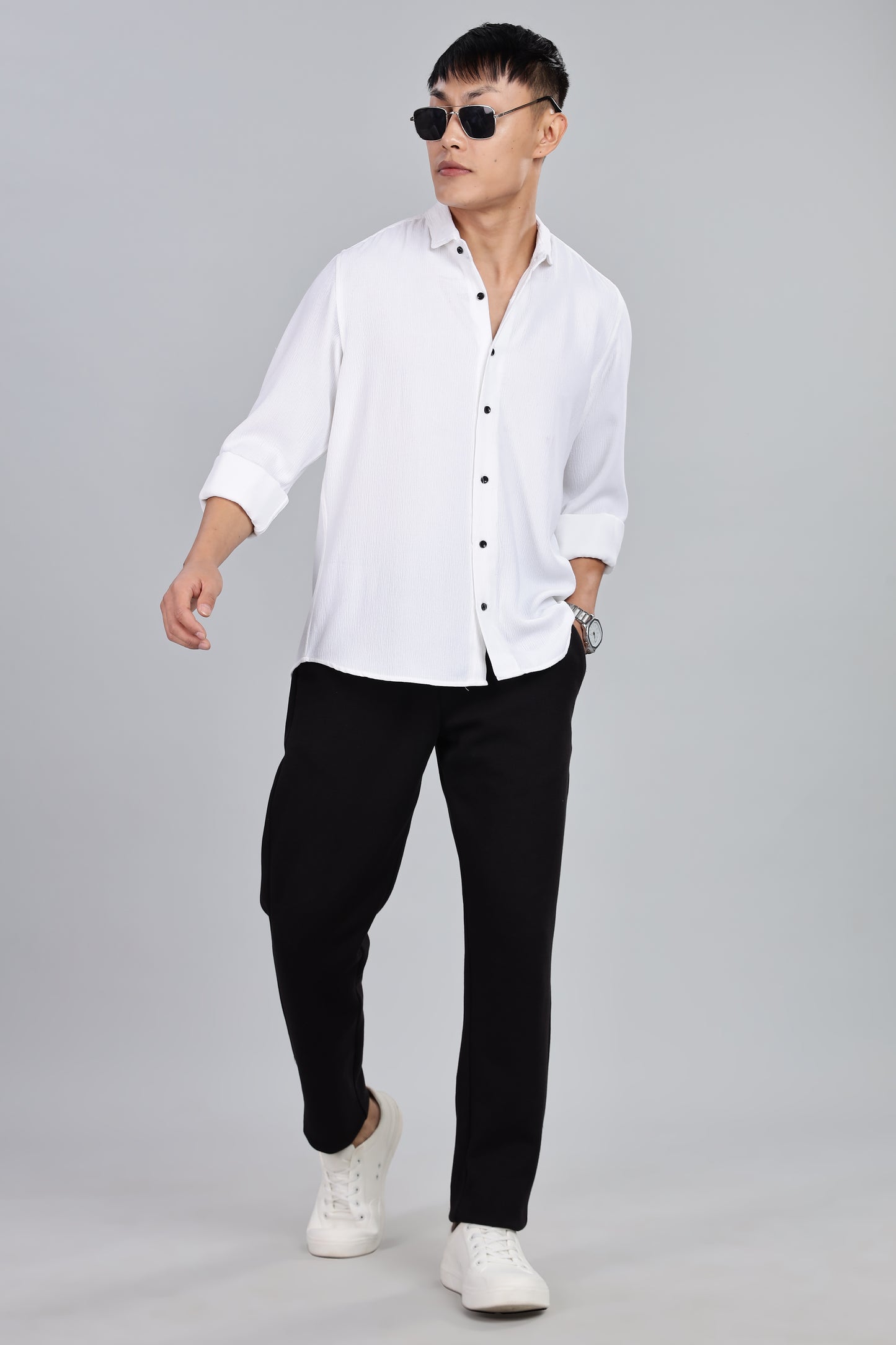 Men’s Premium Textured Shirt(White) – Luxurious Fabric, Timeless Style | Wear Confidence, Own the Moment