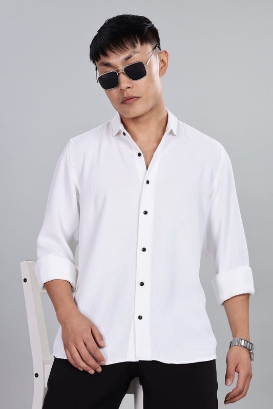 Men’s Premium Textured Shirt(White) – Luxurious Fabric, Timeless Style | Wear Confidence, Own the Moment