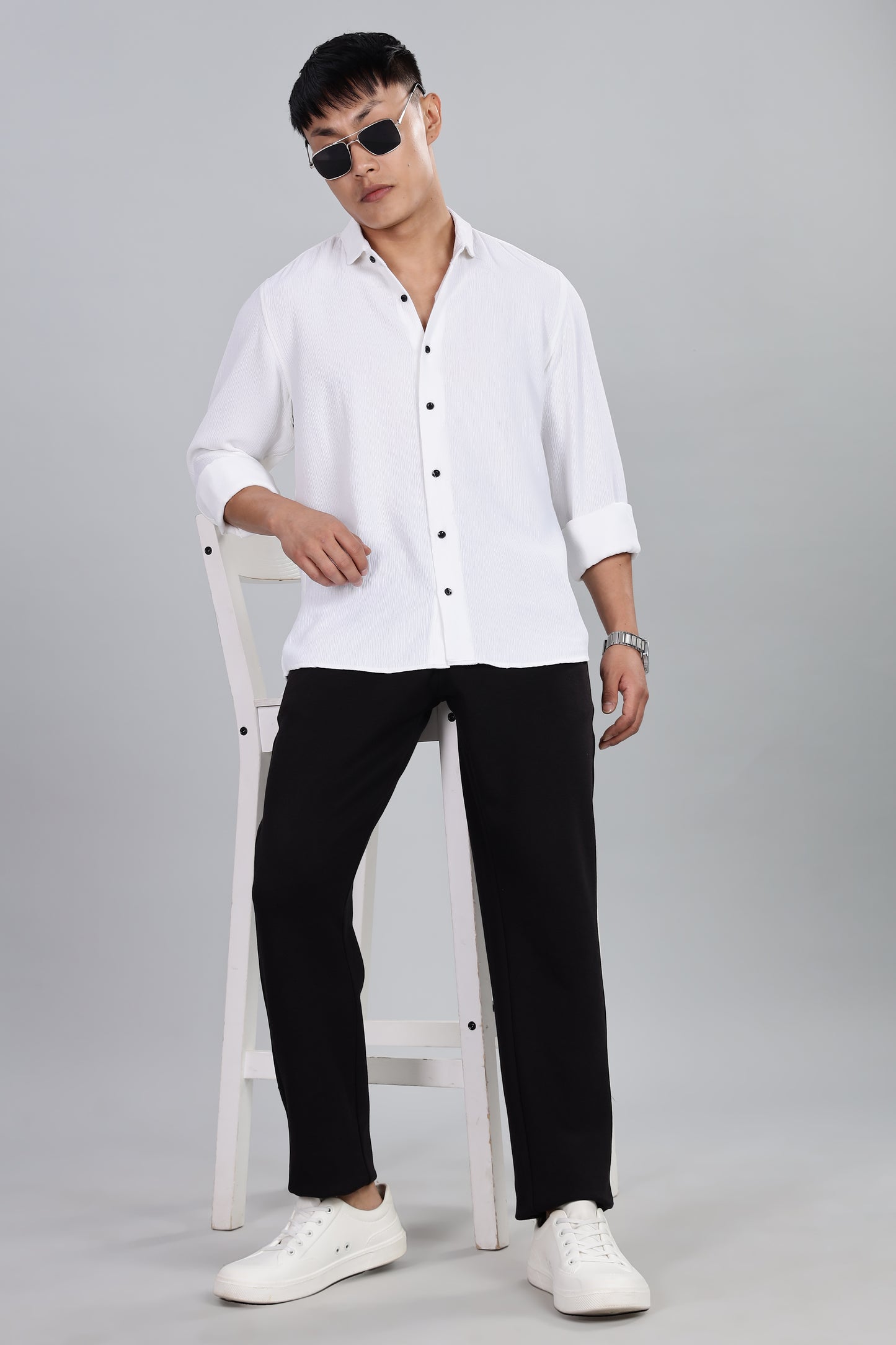Men’s Premium Textured Shirt(White) – Luxurious Fabric, Timeless Style | Wear Confidence, Own the Moment