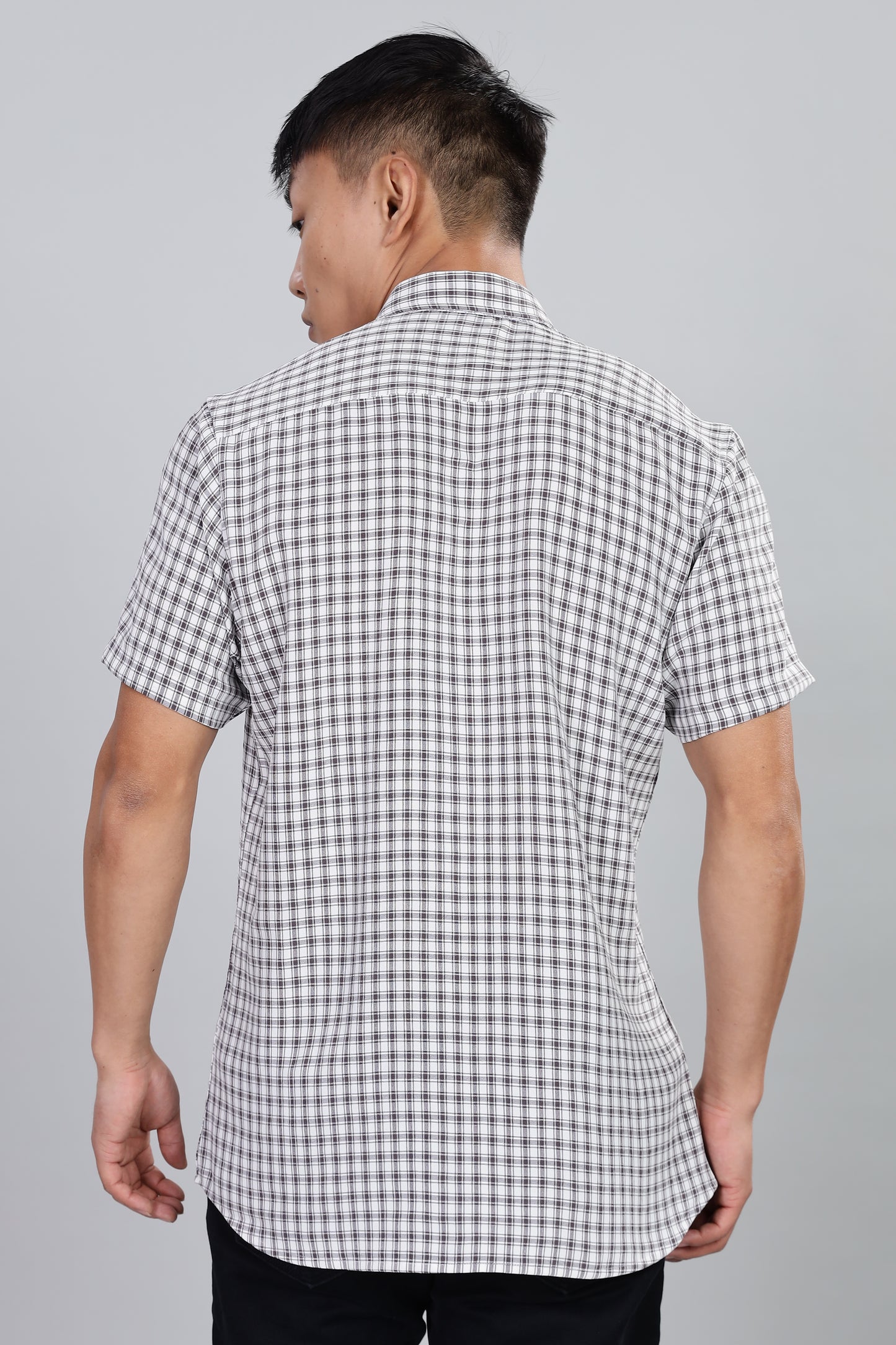 Men’s Premium Checked Shirt – BLACK | Long Sleeve Comfort Fit