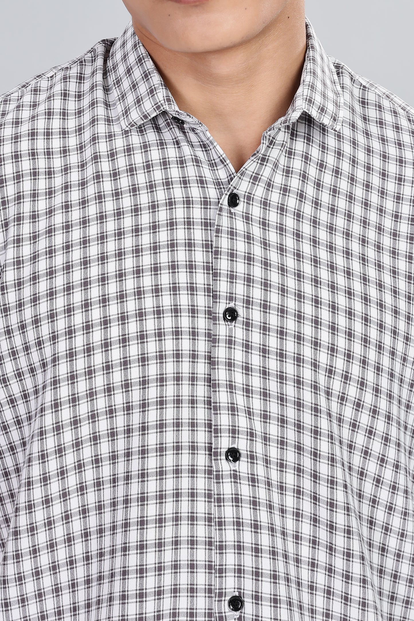 Men’s Premium Checked Shirt – BLACK | Long Sleeve Comfort Fit