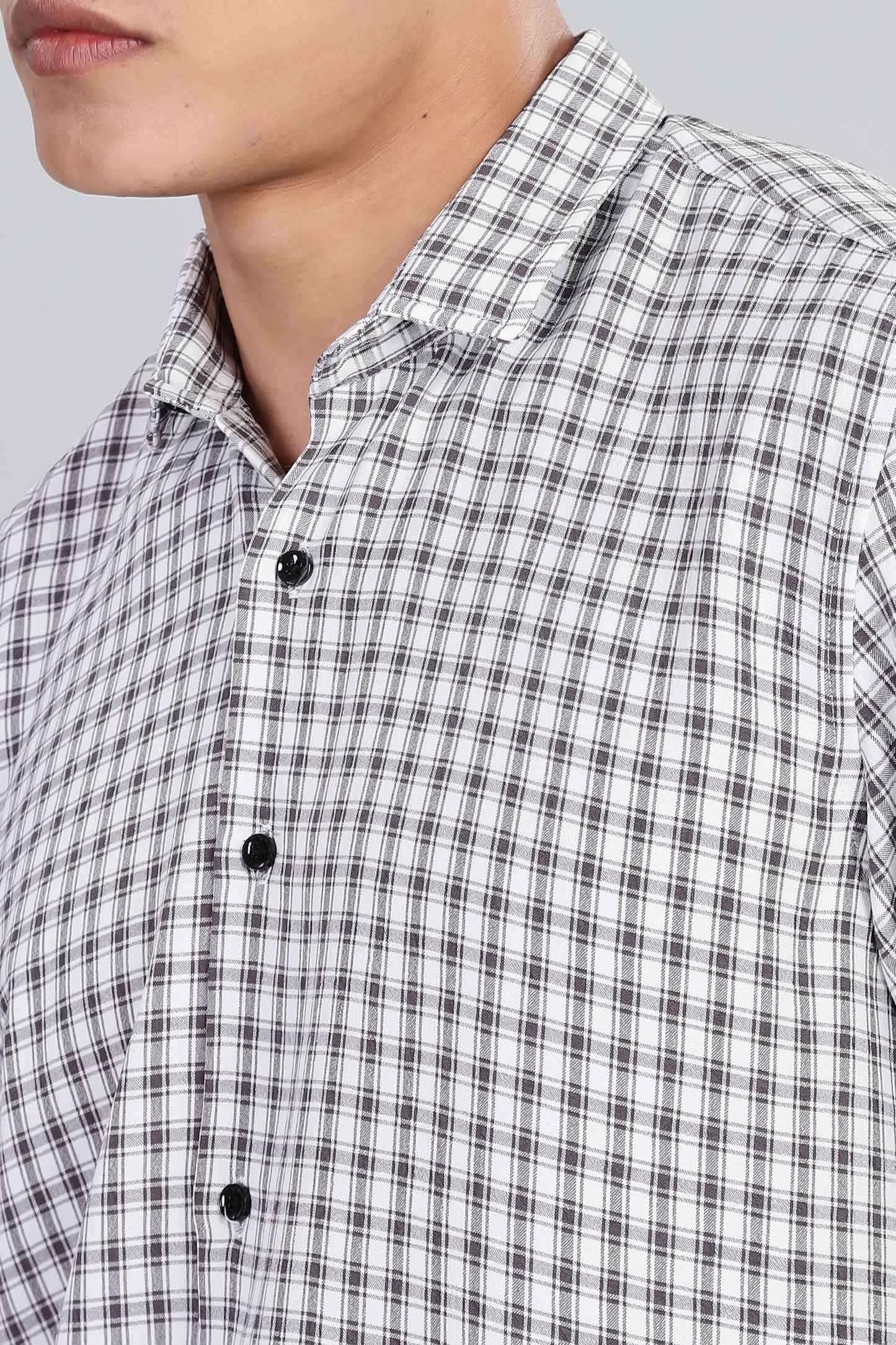 Men’s Premium Checked Shirt – BLACK | Long Sleeve Comfort Fit