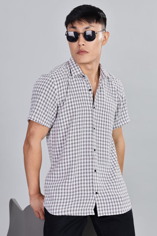 Men’s Premium Checked Shirt – BLACK | Long Sleeve Comfort Fit