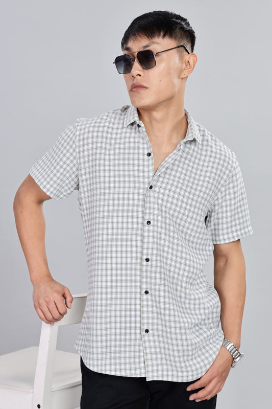 Men’s Premium Checked Shirt – GREY | Long Sleeve Comfort Fit