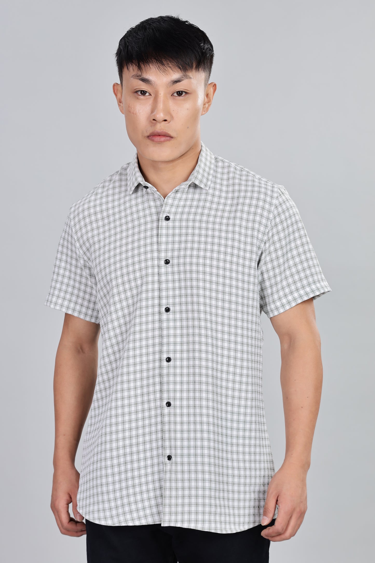 Men’s Premium Checked Shirt – GREY | Long Sleeve Comfort Fit