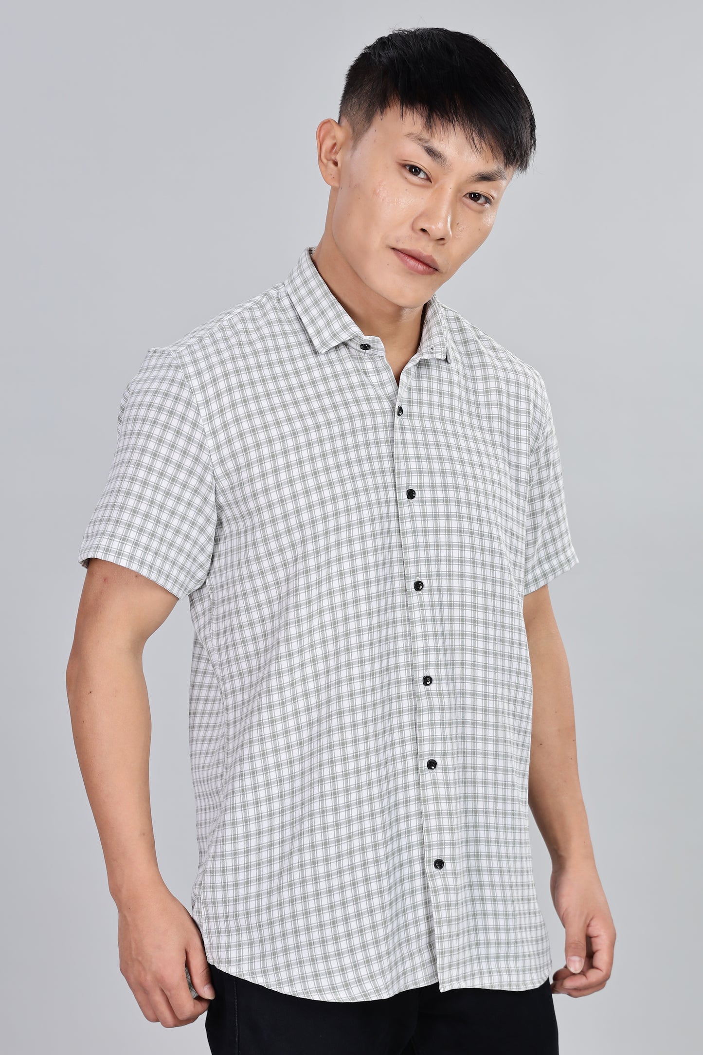 Men’s Premium Checked Shirt – GREY | Long Sleeve Comfort Fit