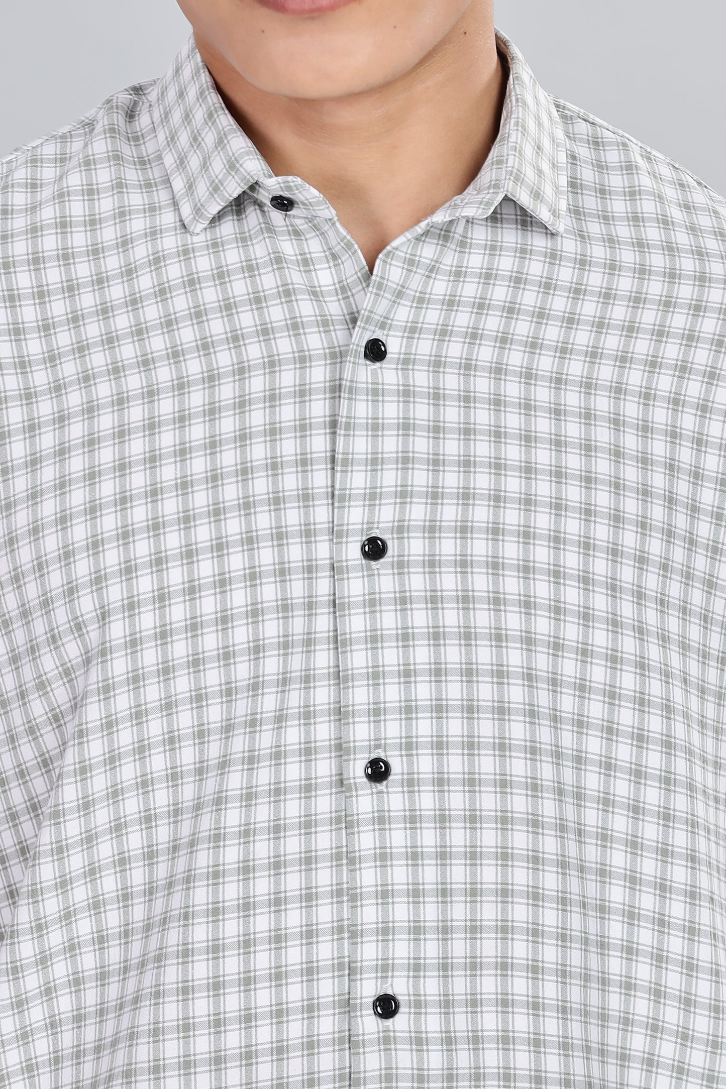 Men’s Premium Checked Shirt – GREY | Long Sleeve Comfort Fit