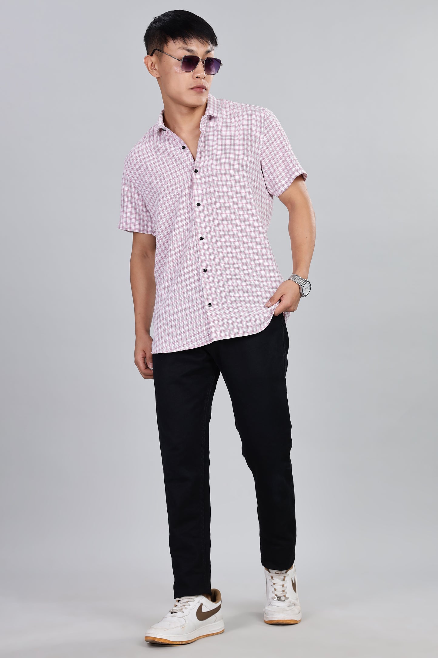 Men’s Premium Checked Shirt – PURPLE | Long Sleeve Comfort Fit
