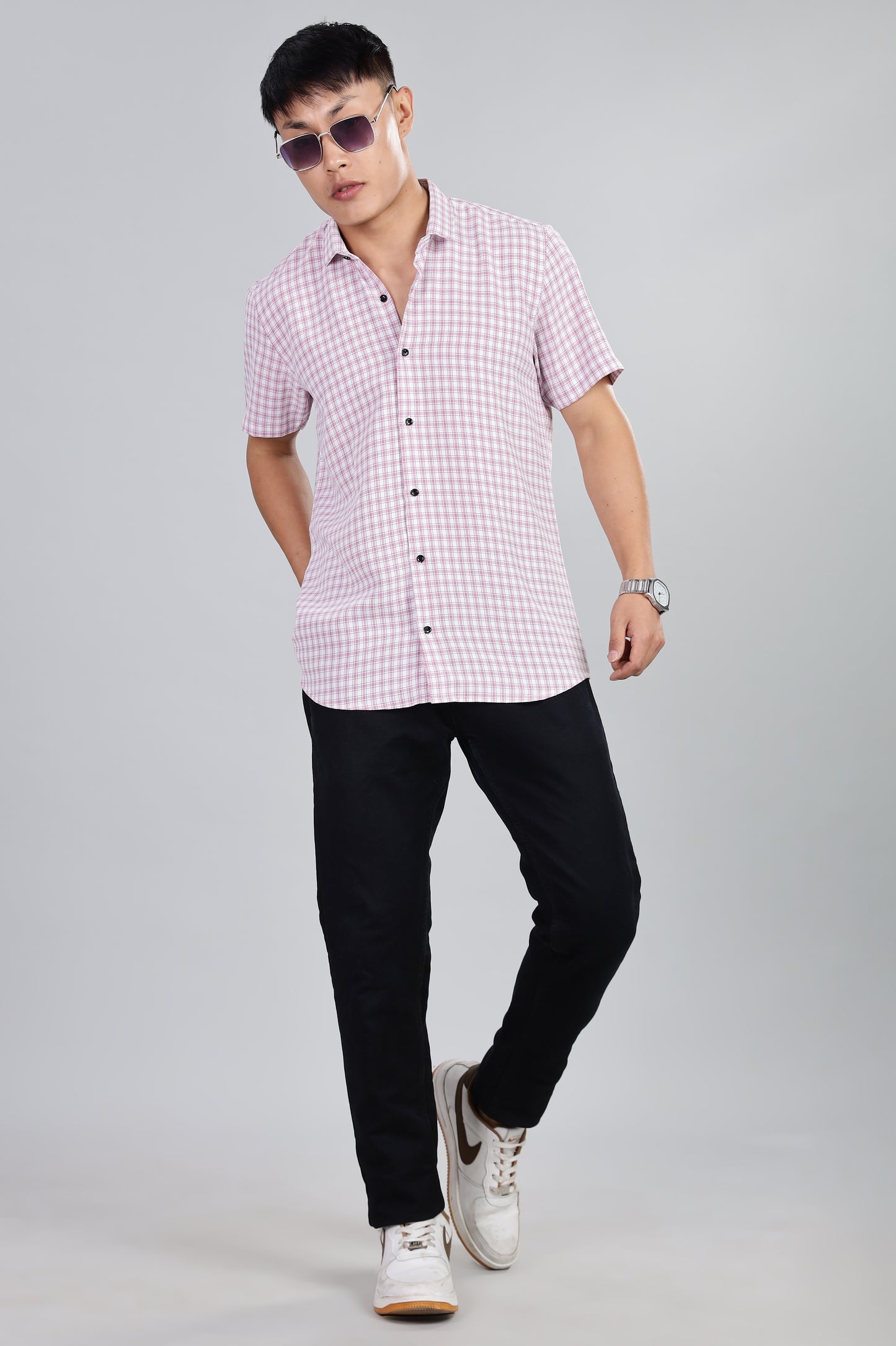 Men’s Premium Checked Shirt – PURPLE | Long Sleeve Comfort Fit