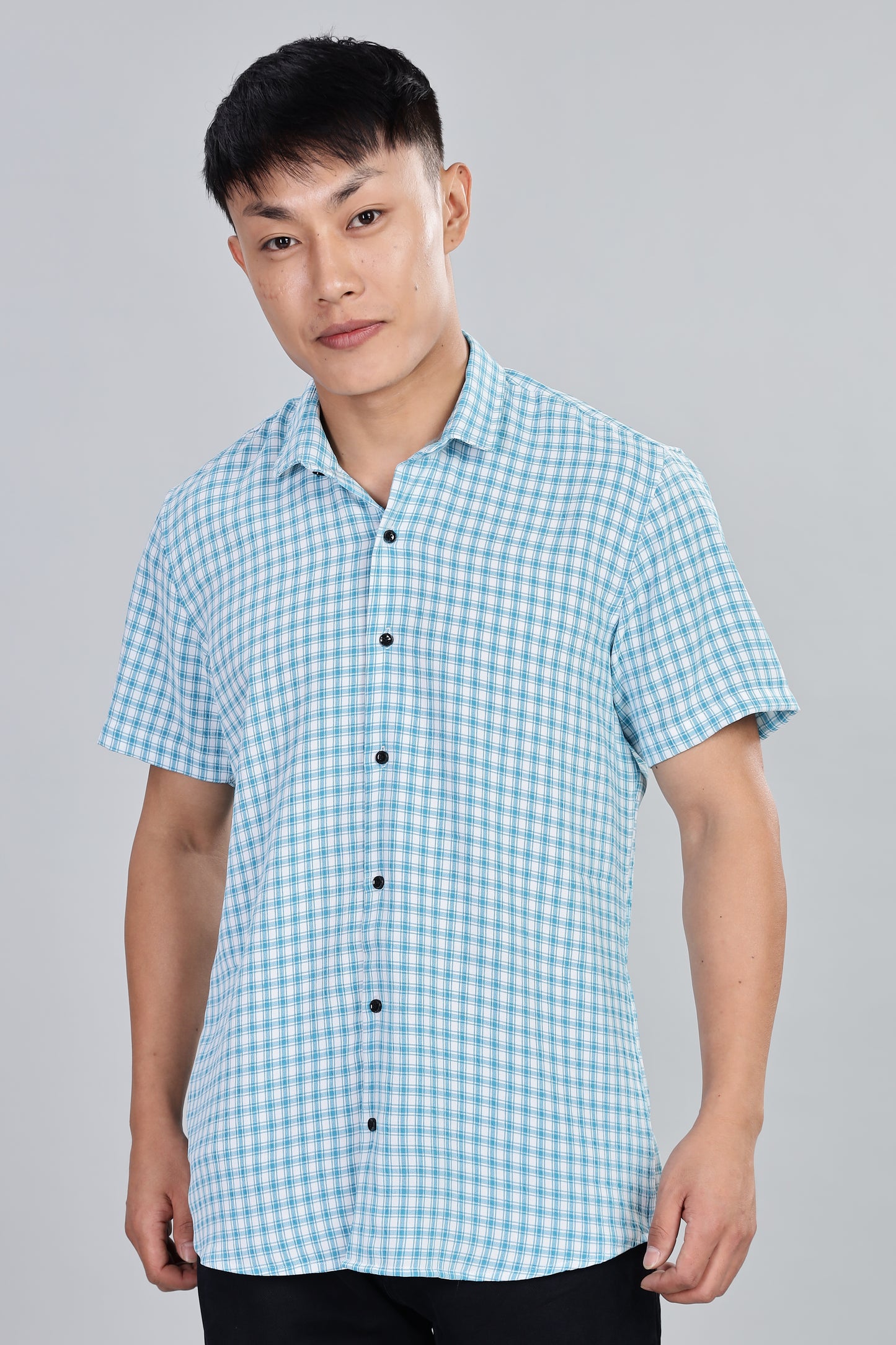 Men’s Premium Checked Shirt – SKY | Long Sleeve Comfort Fit