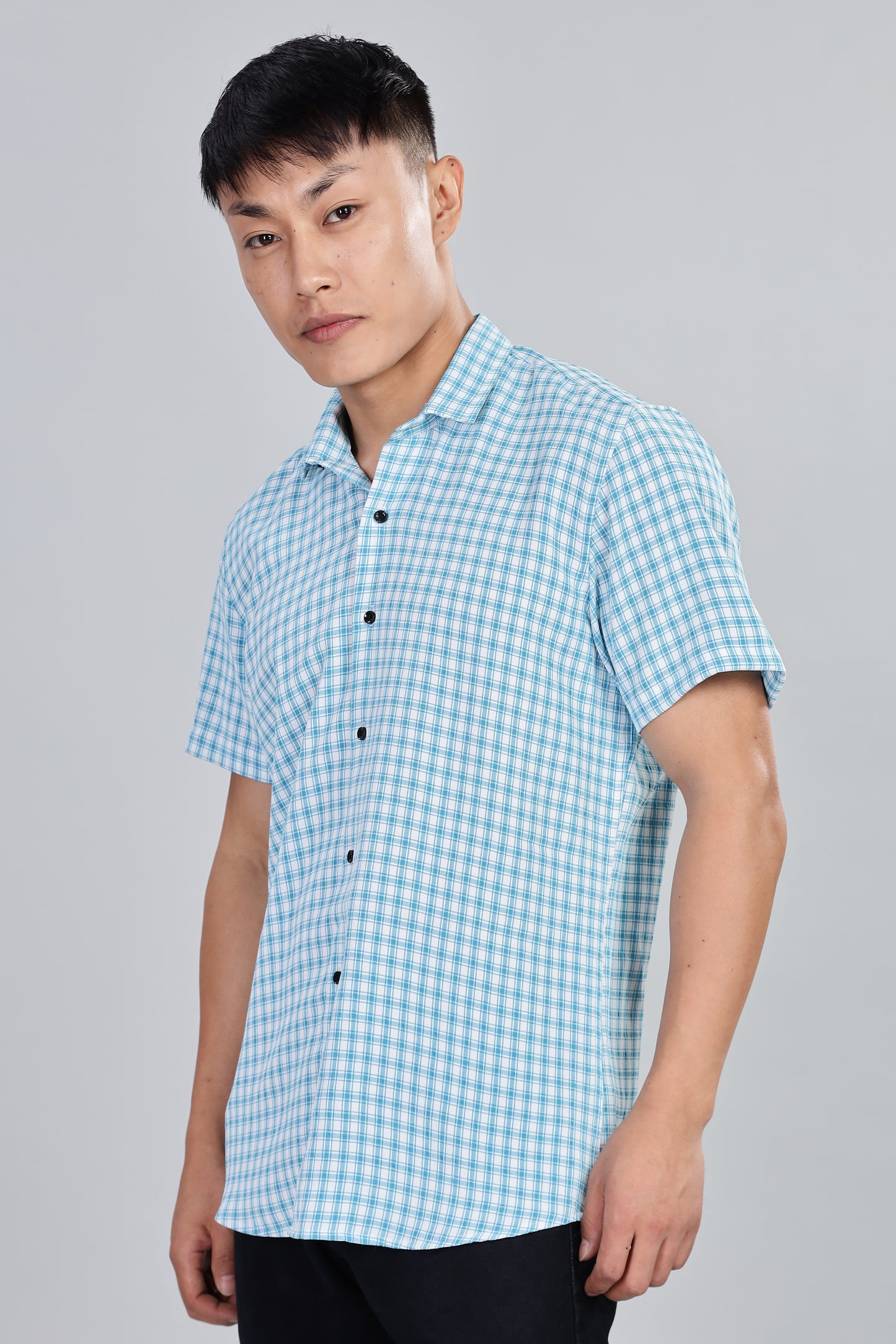 Men’s Premium Checked Shirt – SKY | Long Sleeve Comfort Fit
