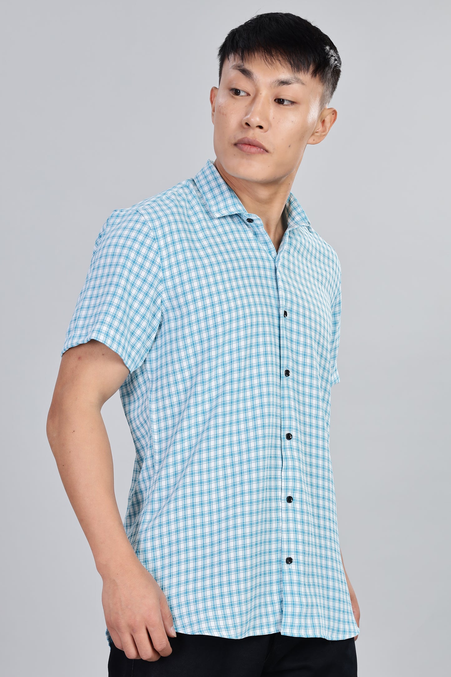 Men’s Premium Checked Shirt – SKY | Long Sleeve Comfort Fit