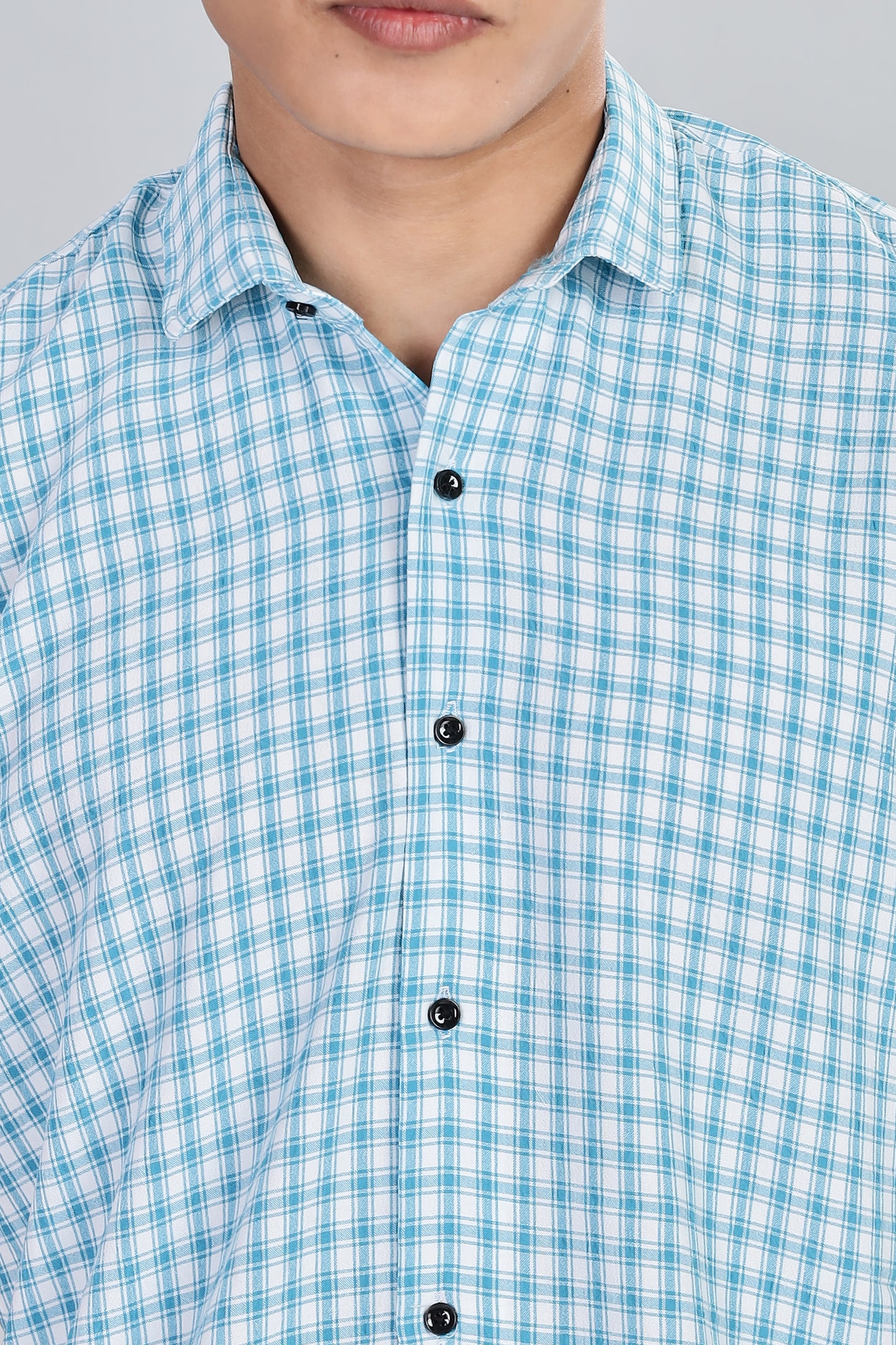 Men’s Premium Checked Shirt – SKY | Long Sleeve Comfort Fit