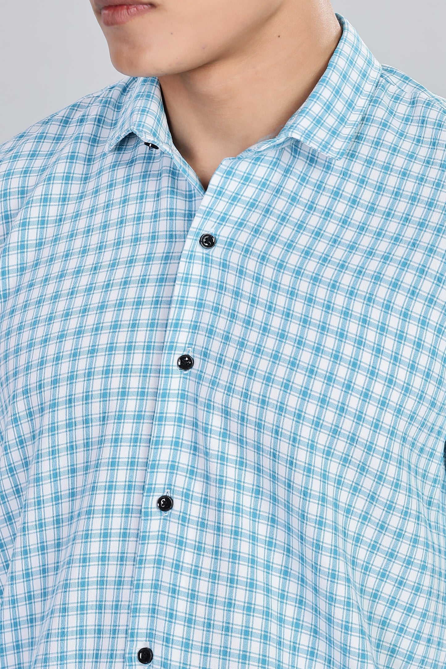 Men’s Premium Checked Shirt – SKY | Long Sleeve Comfort Fit