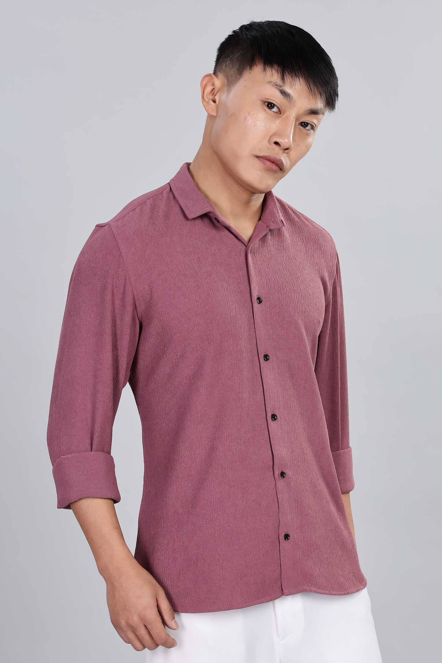 Men’s Premium Textured Shirt(Dusky Rose) – Luxurious Fabric, Timeless Style | Wear Confidence, Own the Moment