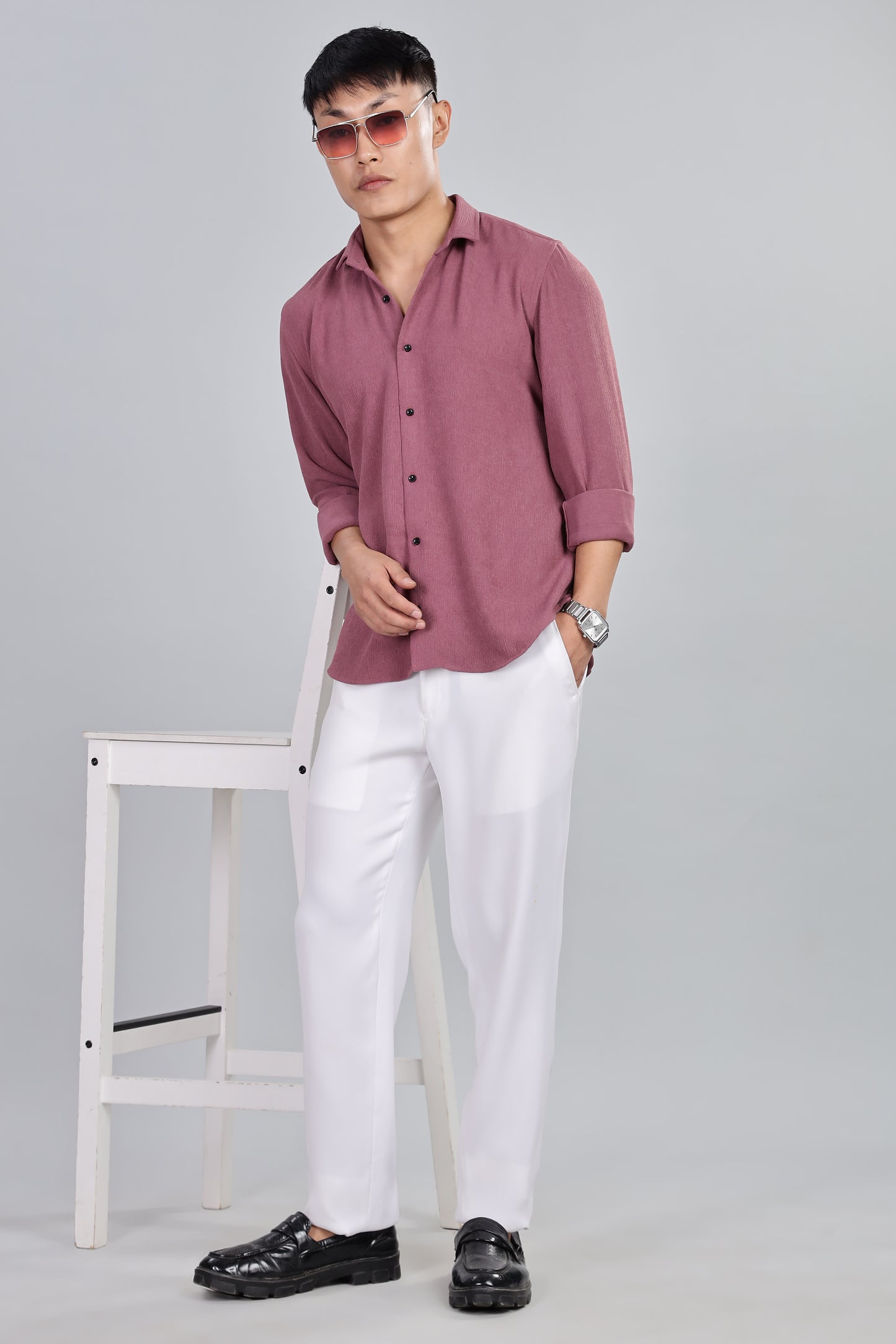 Men’s Premium Textured Shirt(Dusky Rose) – Luxurious Fabric, Timeless Style | Wear Confidence, Own the Moment