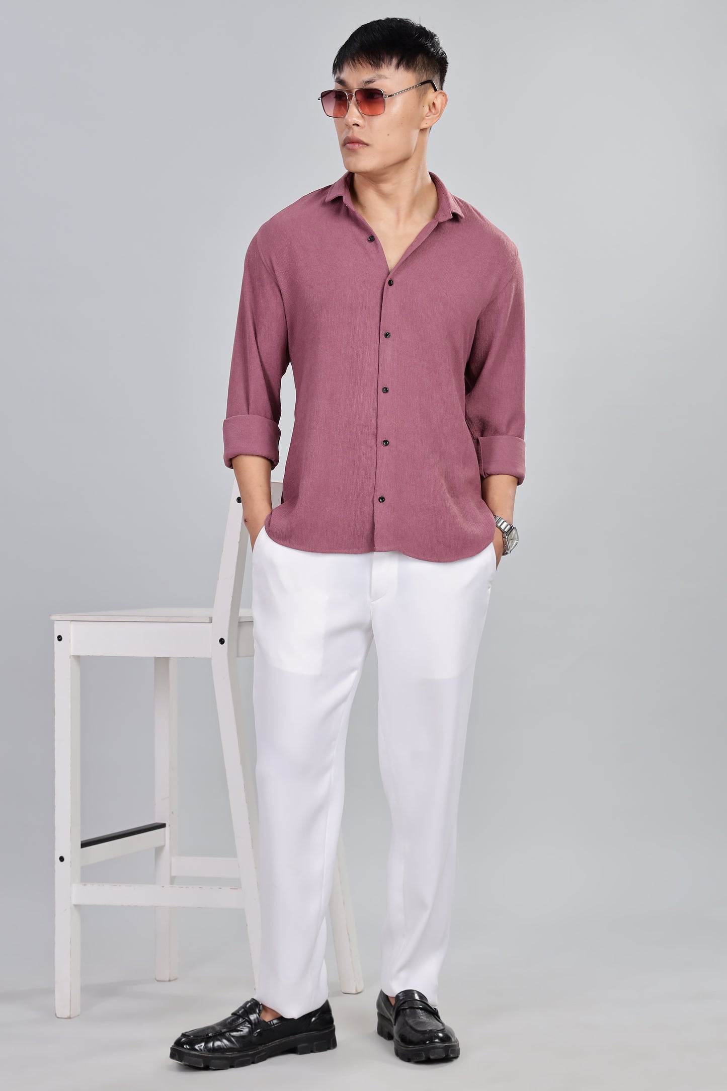 Men’s Premium Textured Shirt(Dusky Rose) – Luxurious Fabric, Timeless Style | Wear Confidence, Own the Moment