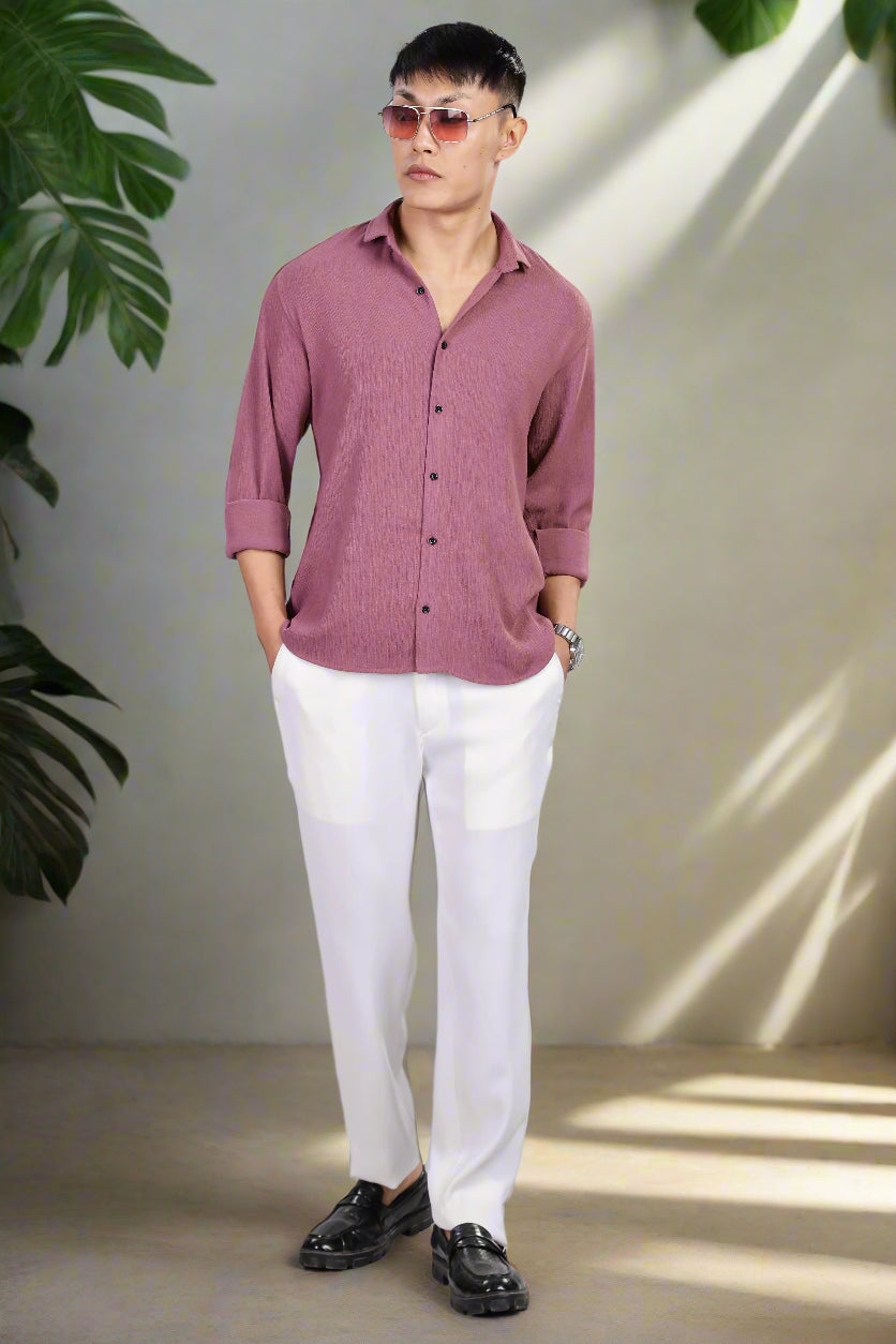 Men’s Premium Textured Shirt(Dusky Rose) – Luxurious Fabric, Timeless Style | Wear Confidence, Own the Moment