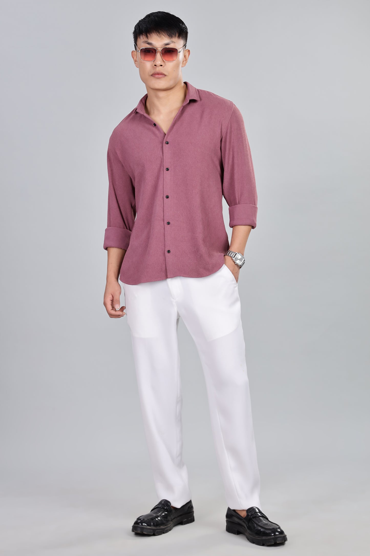 Men’s Premium Textured Shirt(Dusky Rose) – Luxurious Fabric, Timeless Style | Wear Confidence, Own the Moment