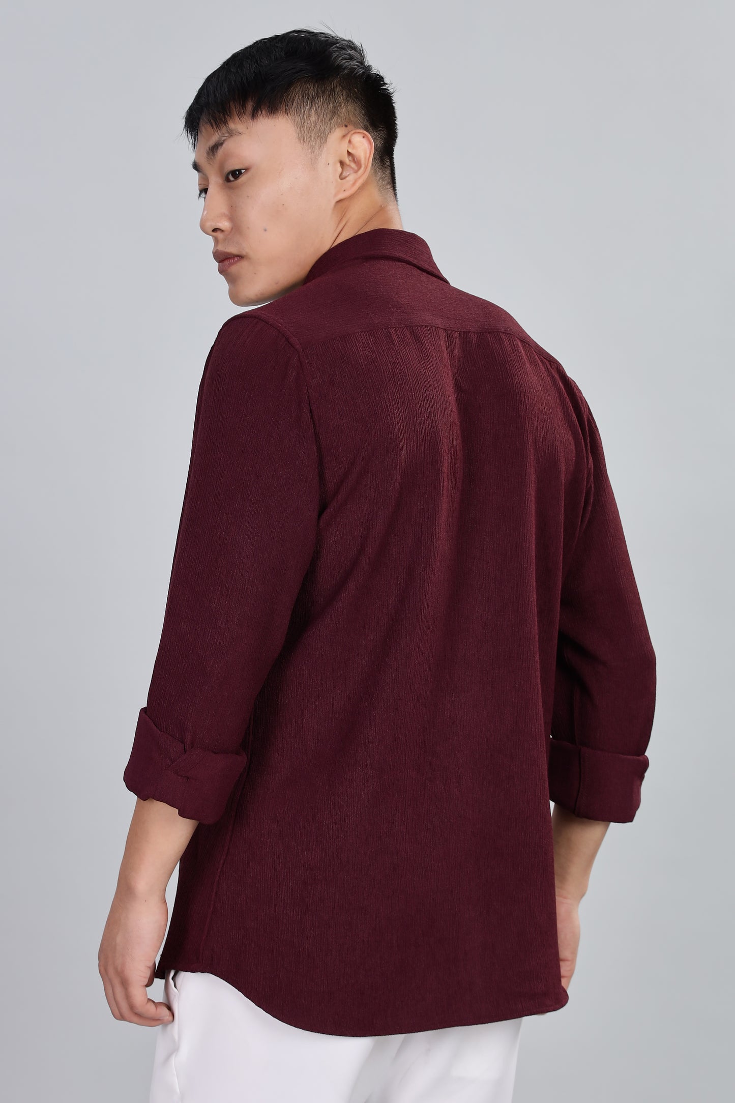 Men’s Premium Textured Shirt(Wine) – Luxurious Fabric, Timeless Style | Wear Confidence, Own the Moment