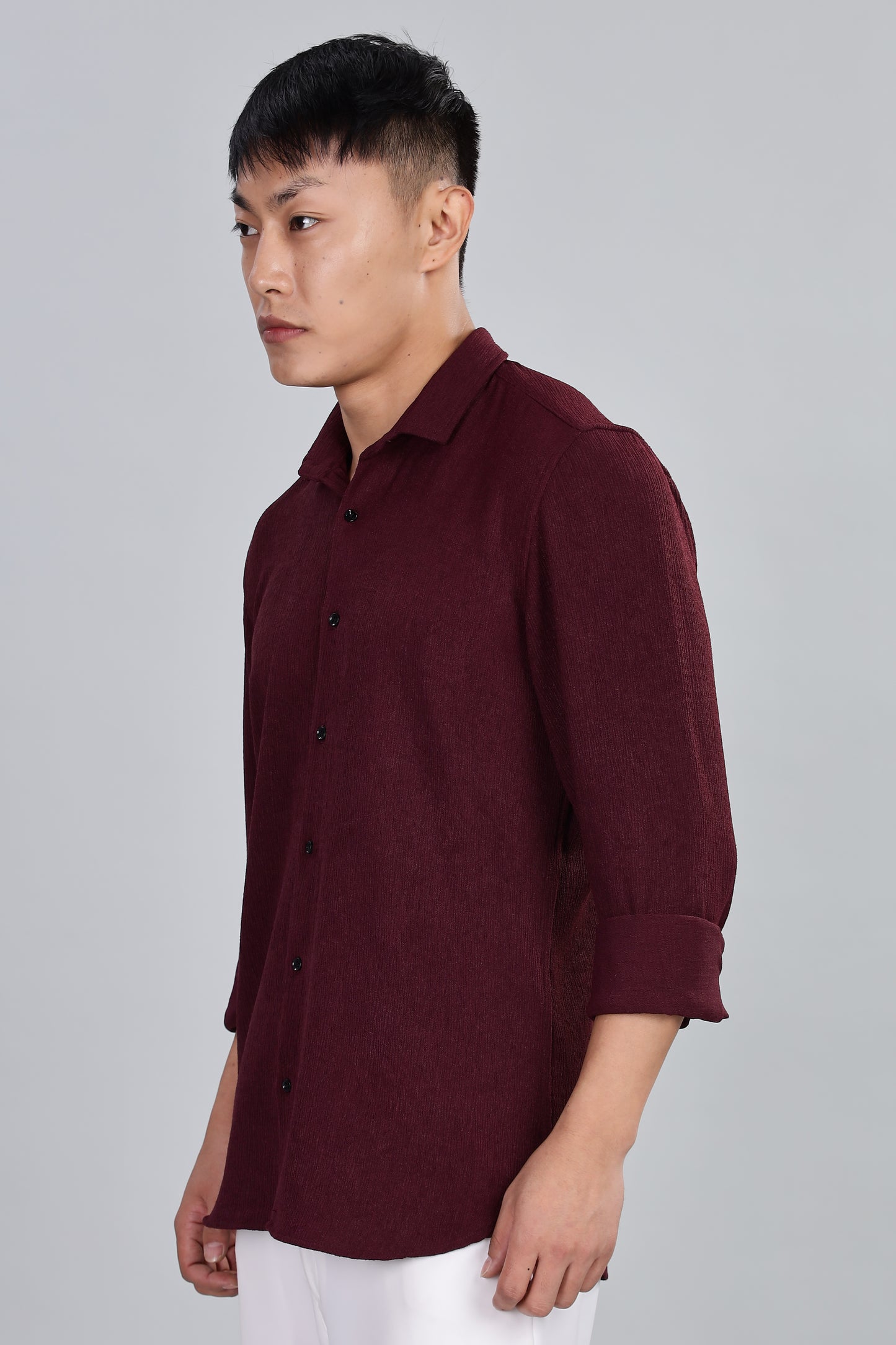 Men’s Premium Textured Shirt(Wine) – Luxurious Fabric, Timeless Style | Wear Confidence, Own the Moment