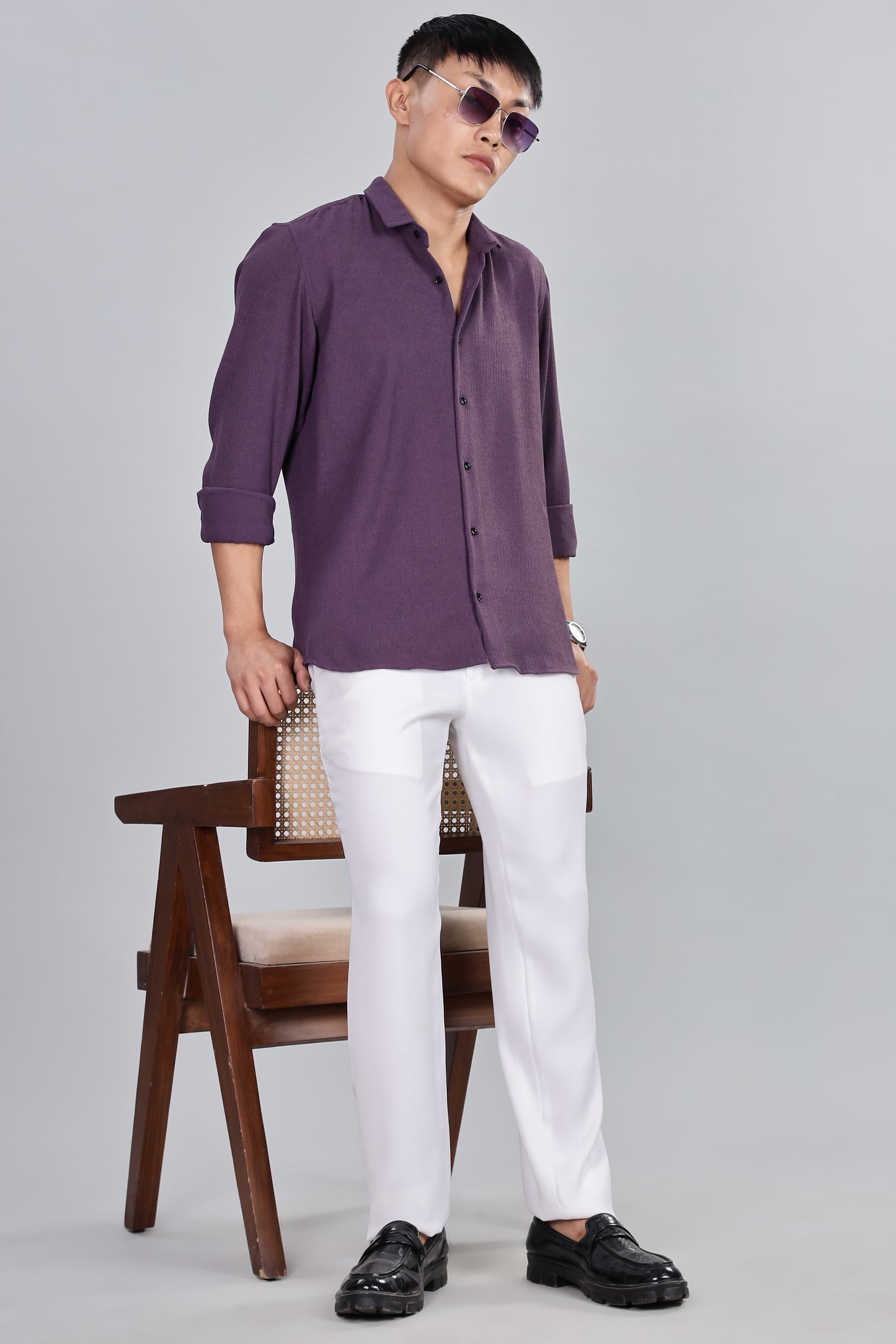 Men’s Premium Textured Shirt(Dark-Purple) – Luxurious Fabric, Timeless Style | Wear Confidence, Own the Moment