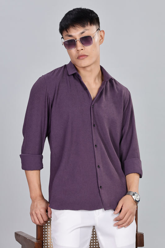 Men’s Premium Textured Shirt(Dark-Purple) – Luxurious Fabric, Timeless Style | Wear Confidence, Own the Moment