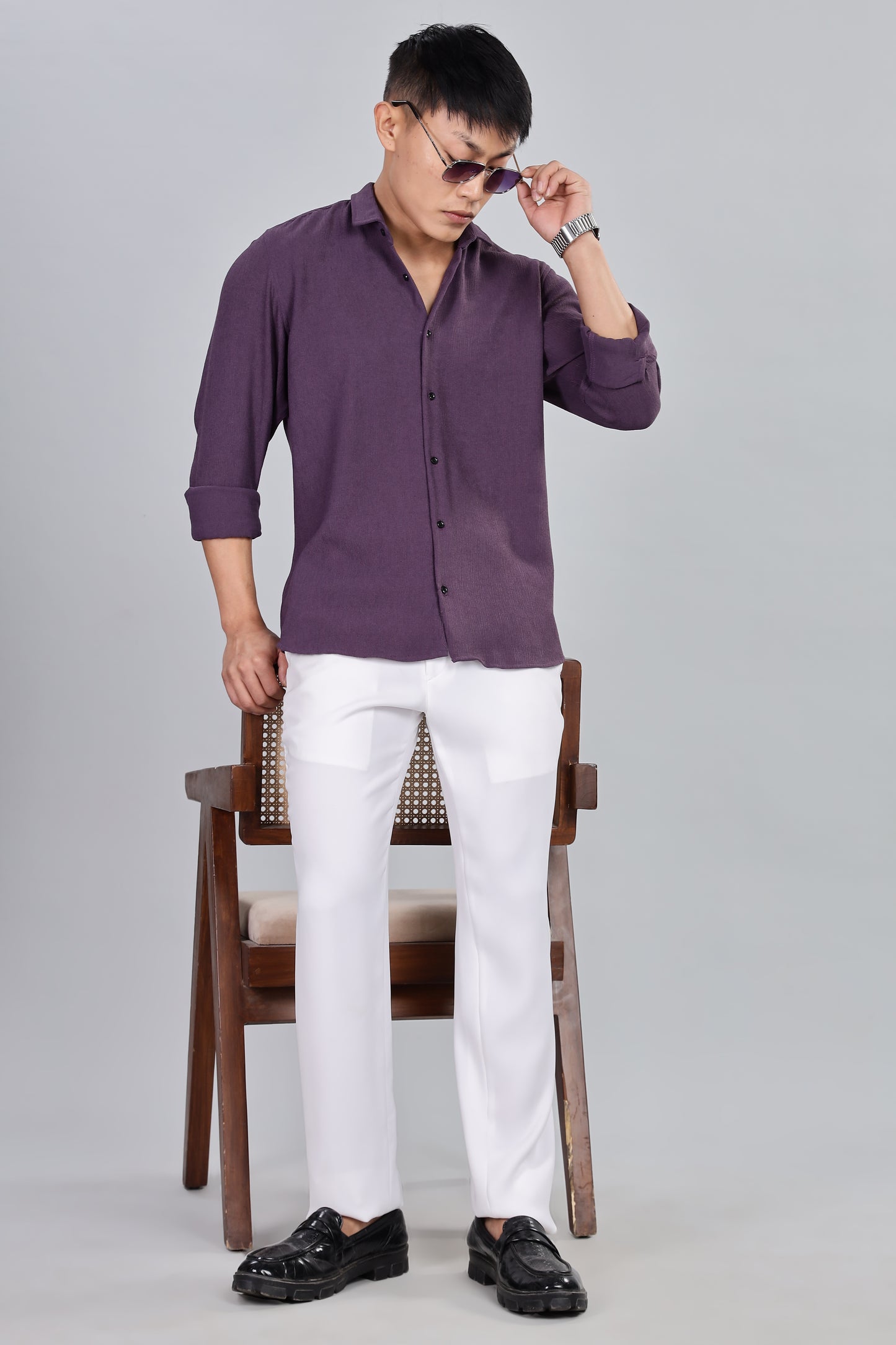 Men’s Premium Textured Shirt(Dark-Purple) – Luxurious Fabric, Timeless Style | Wear Confidence, Own the Moment