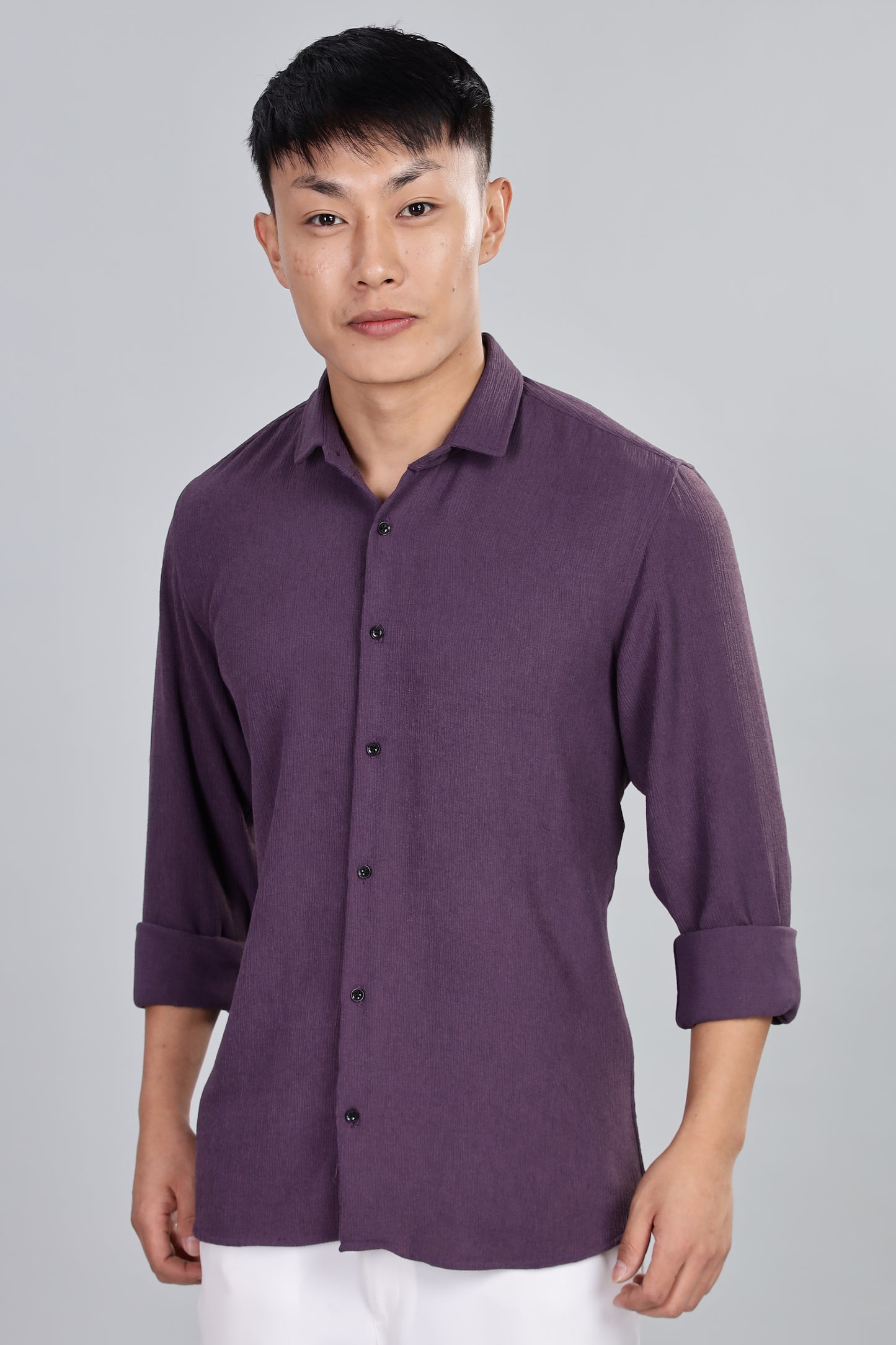 Men’s Premium Textured Shirt(Dark-Purple) – Luxurious Fabric, Timeless Style | Wear Confidence, Own the Moment
