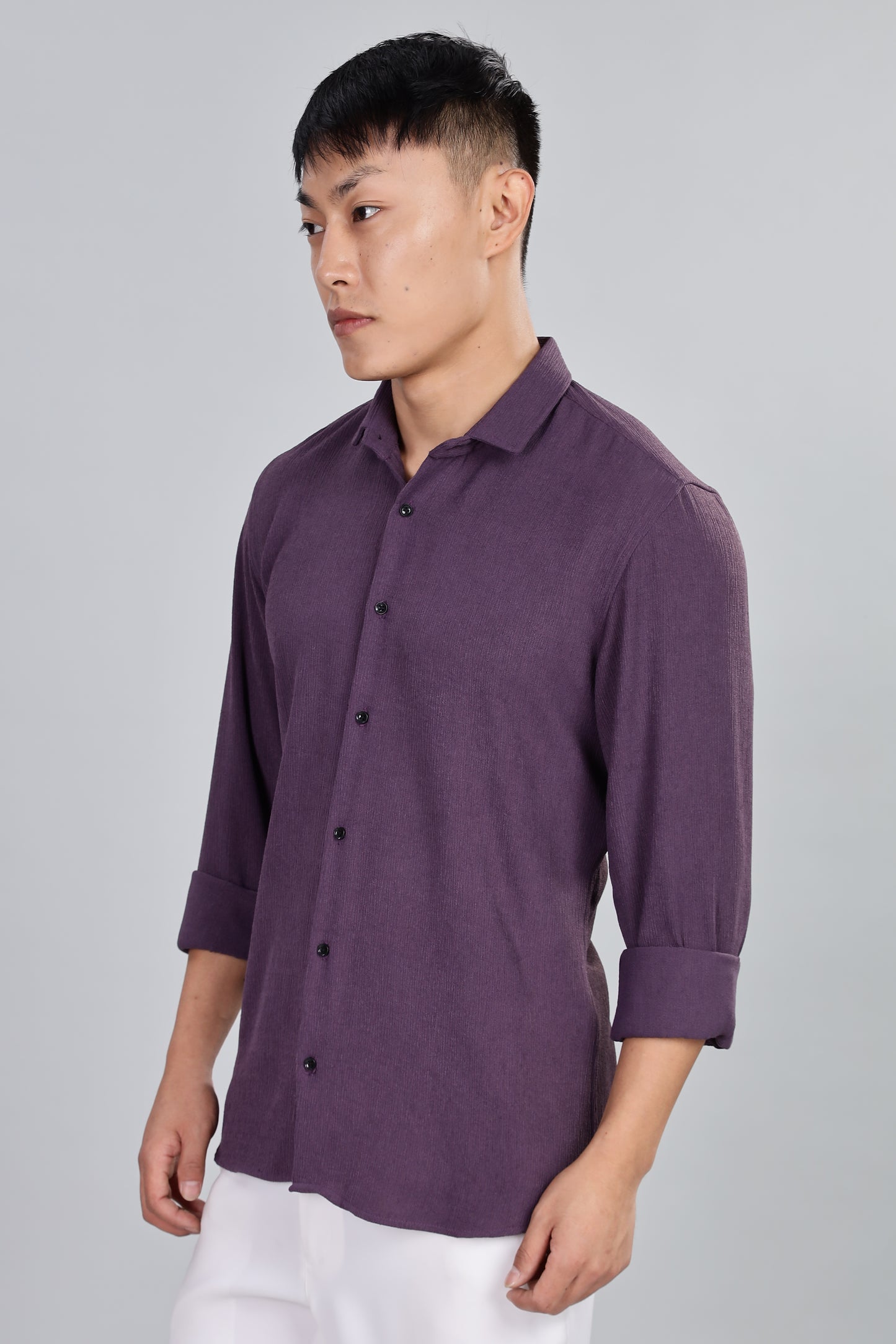 Men’s Premium Textured Shirt(Dark-Purple) – Luxurious Fabric, Timeless Style | Wear Confidence, Own the Moment