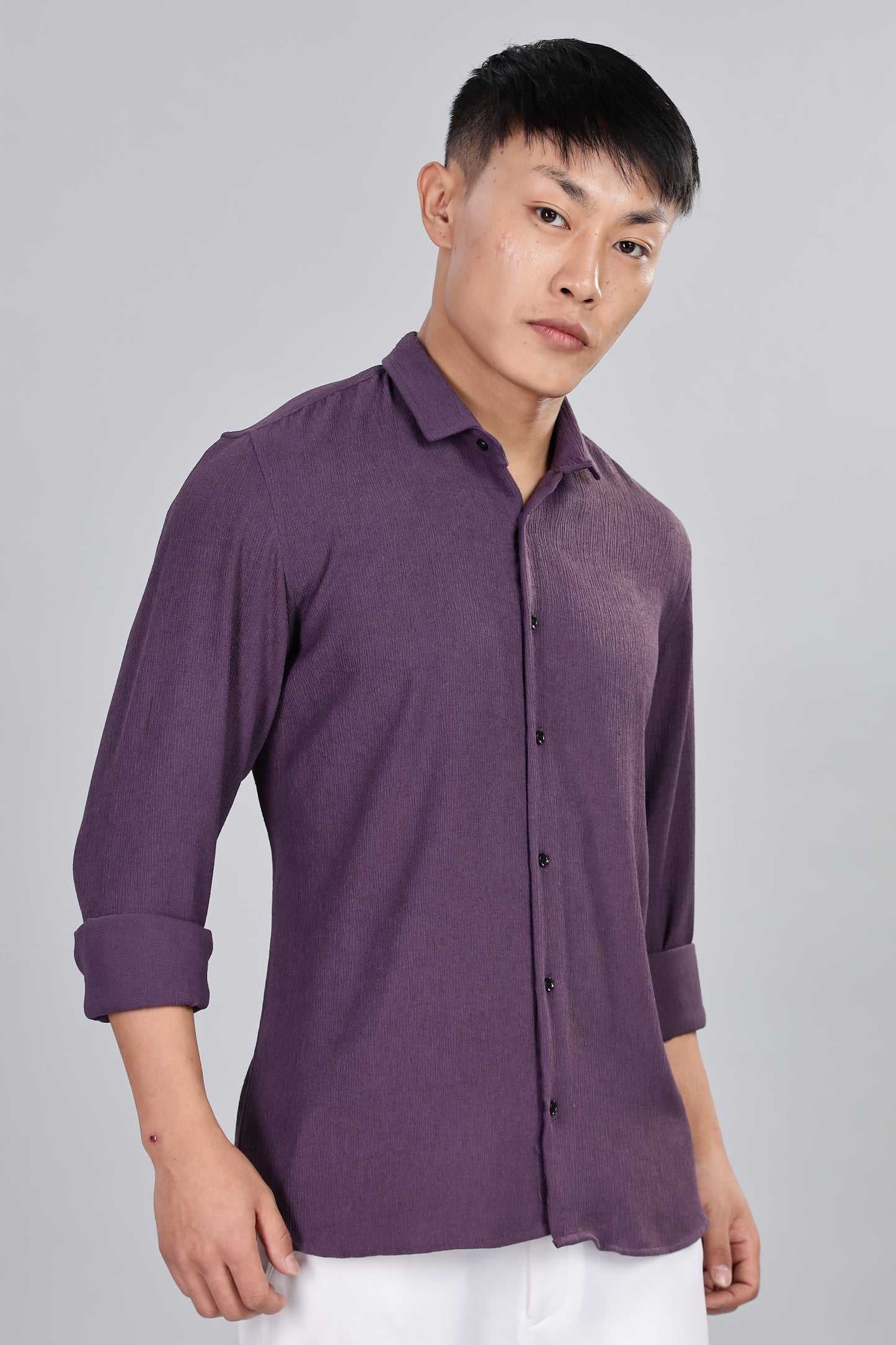 Men’s Premium Textured Shirt(Dark-Purple) – Luxurious Fabric, Timeless Style | Wear Confidence, Own the Moment