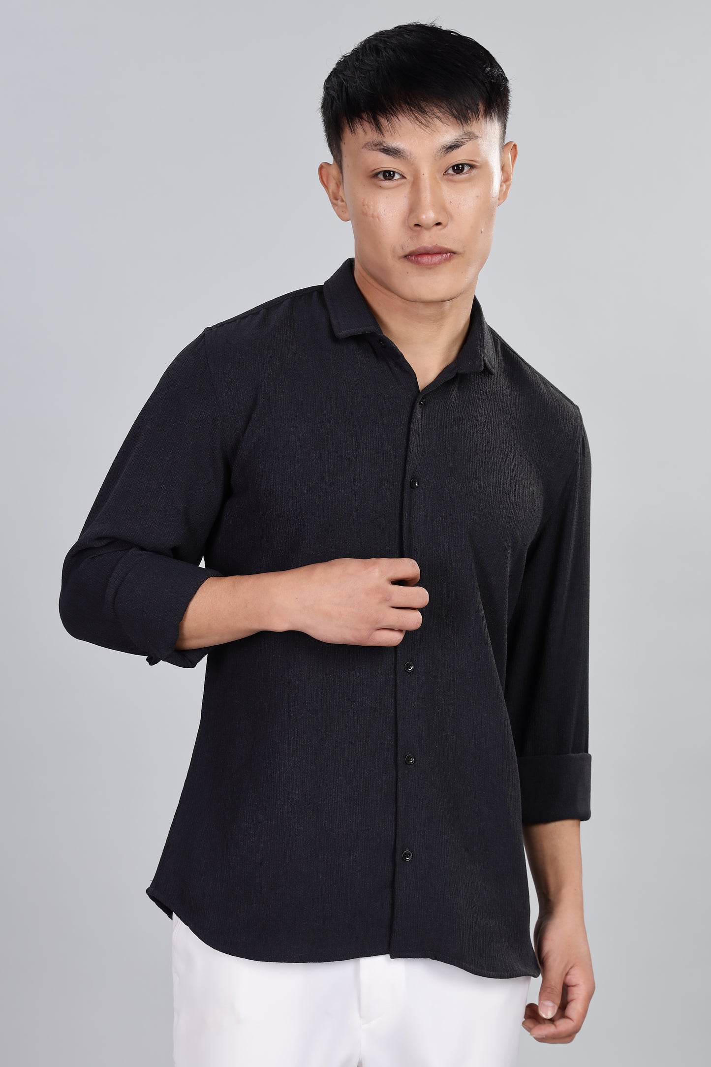Men’s Premium Textured Shirt(Black) – Luxurious Fabric, Timeless Style | Wear Confidence, Own the Moment