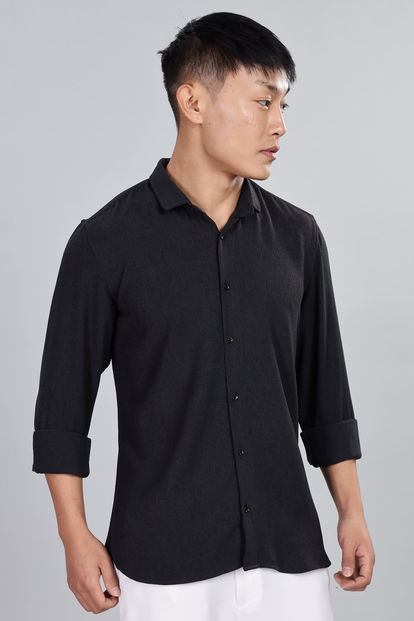 Men’s Premium Textured Shirt(Black) – Luxurious Fabric, Timeless Style | Wear Confidence, Own the Moment