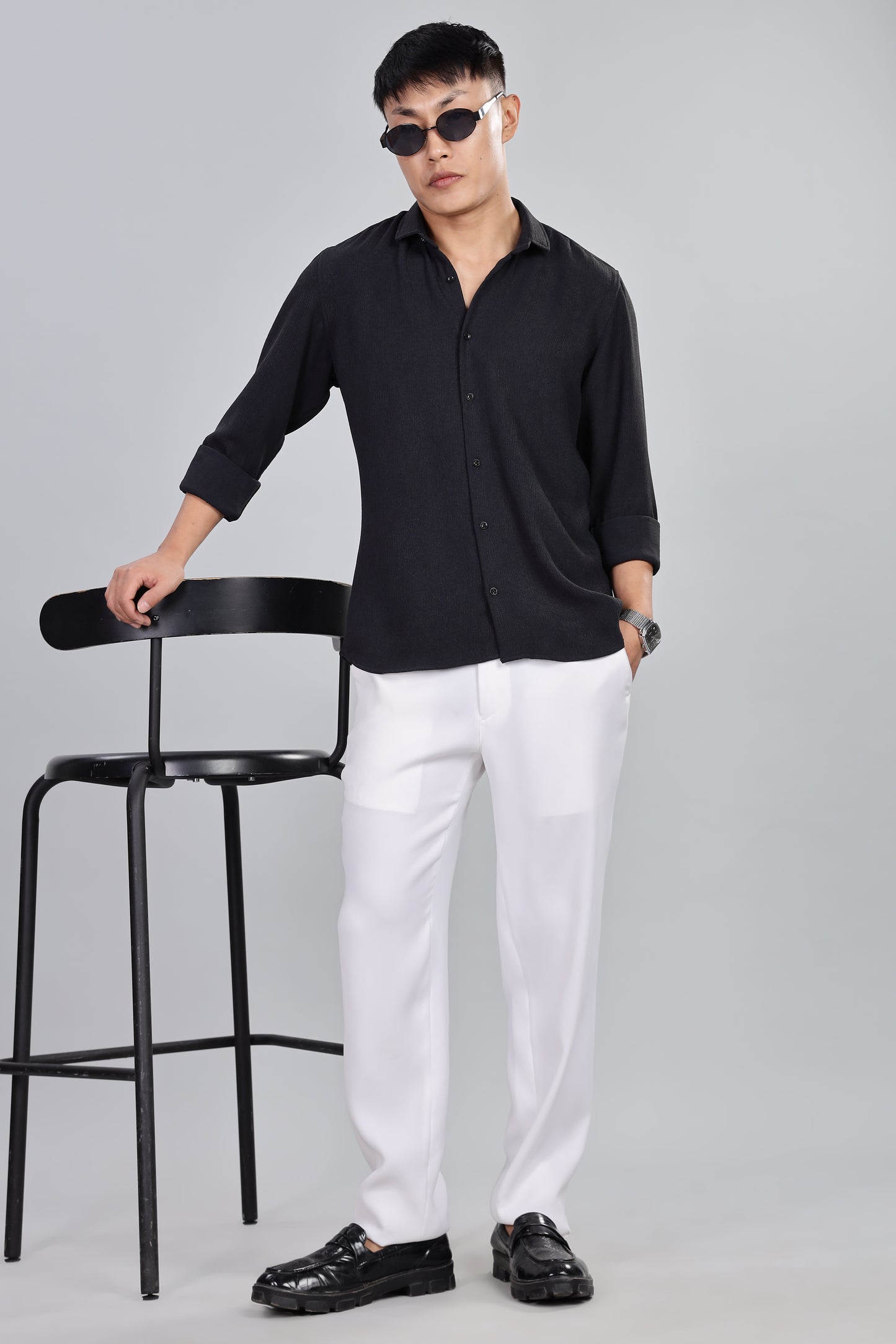 Men’s Premium Textured Shirt(Black) – Luxurious Fabric, Timeless Style | Wear Confidence, Own the Moment