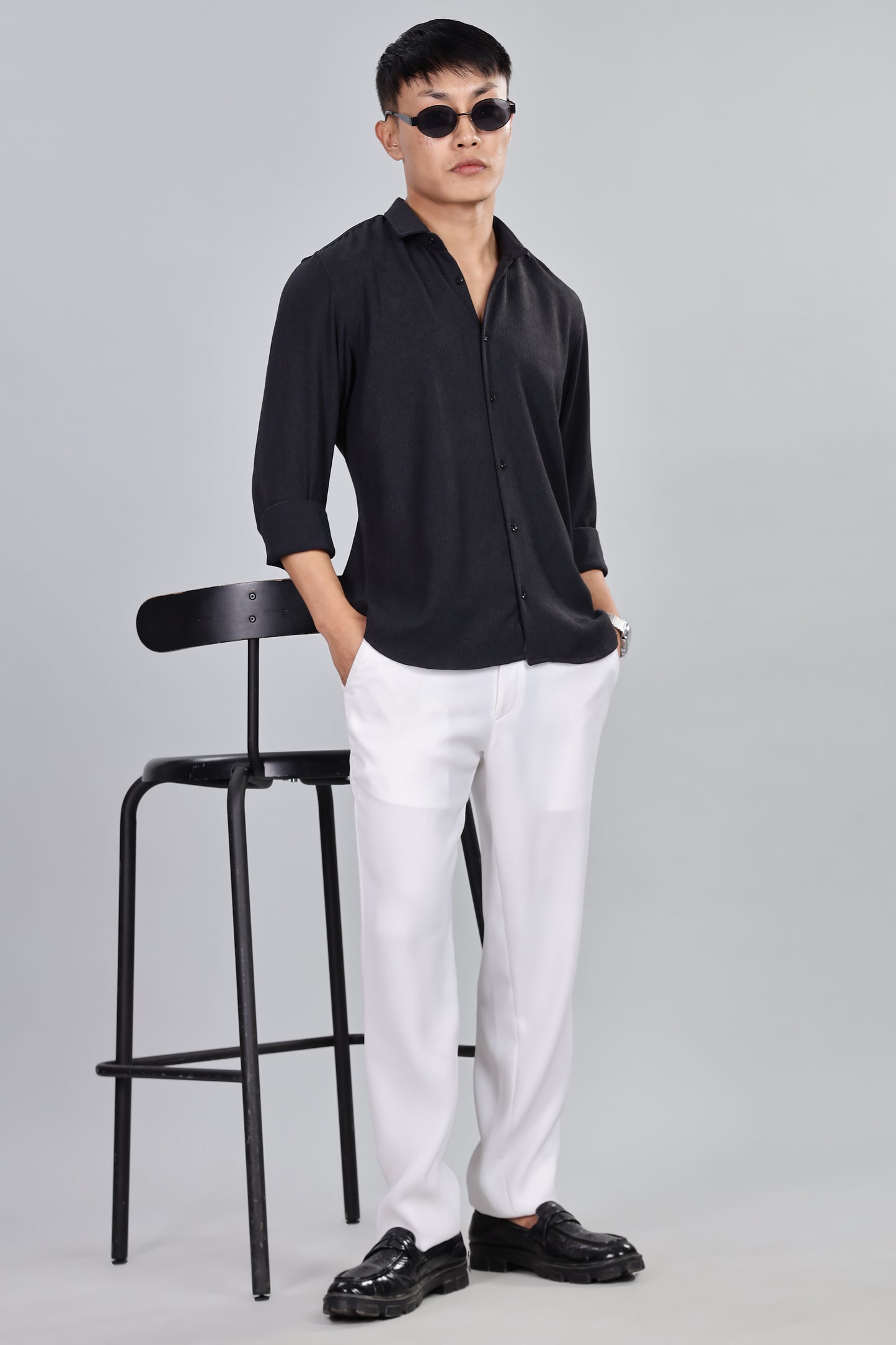 Men’s Premium Textured Shirt(Black) – Luxurious Fabric, Timeless Style | Wear Confidence, Own the Moment