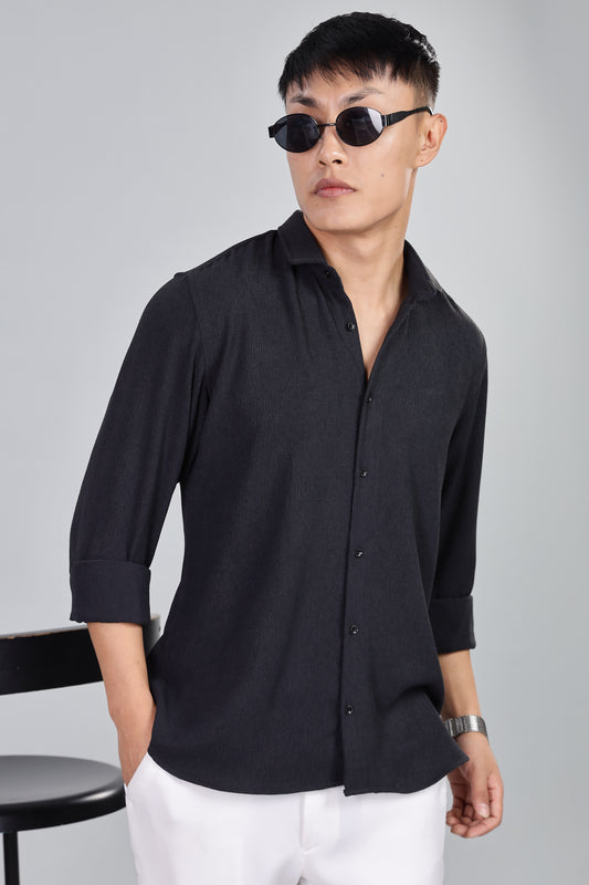 Men’s Premium Textured Shirt(Black) – Luxurious Fabric, Timeless Style | Wear Confidence, Own the Moment
