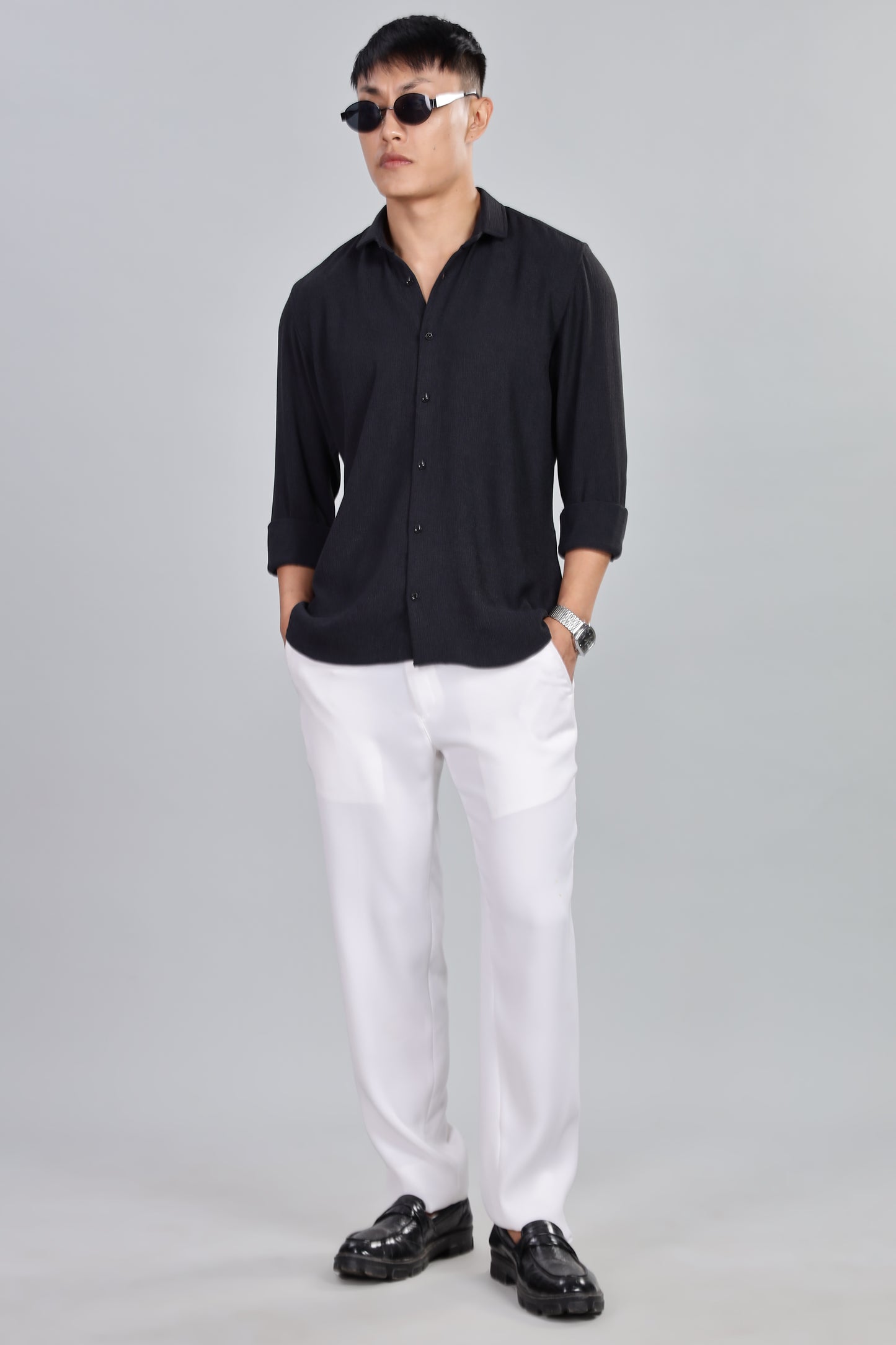 Men’s Premium Textured Shirt(Black) – Luxurious Fabric, Timeless Style | Wear Confidence, Own the Moment
