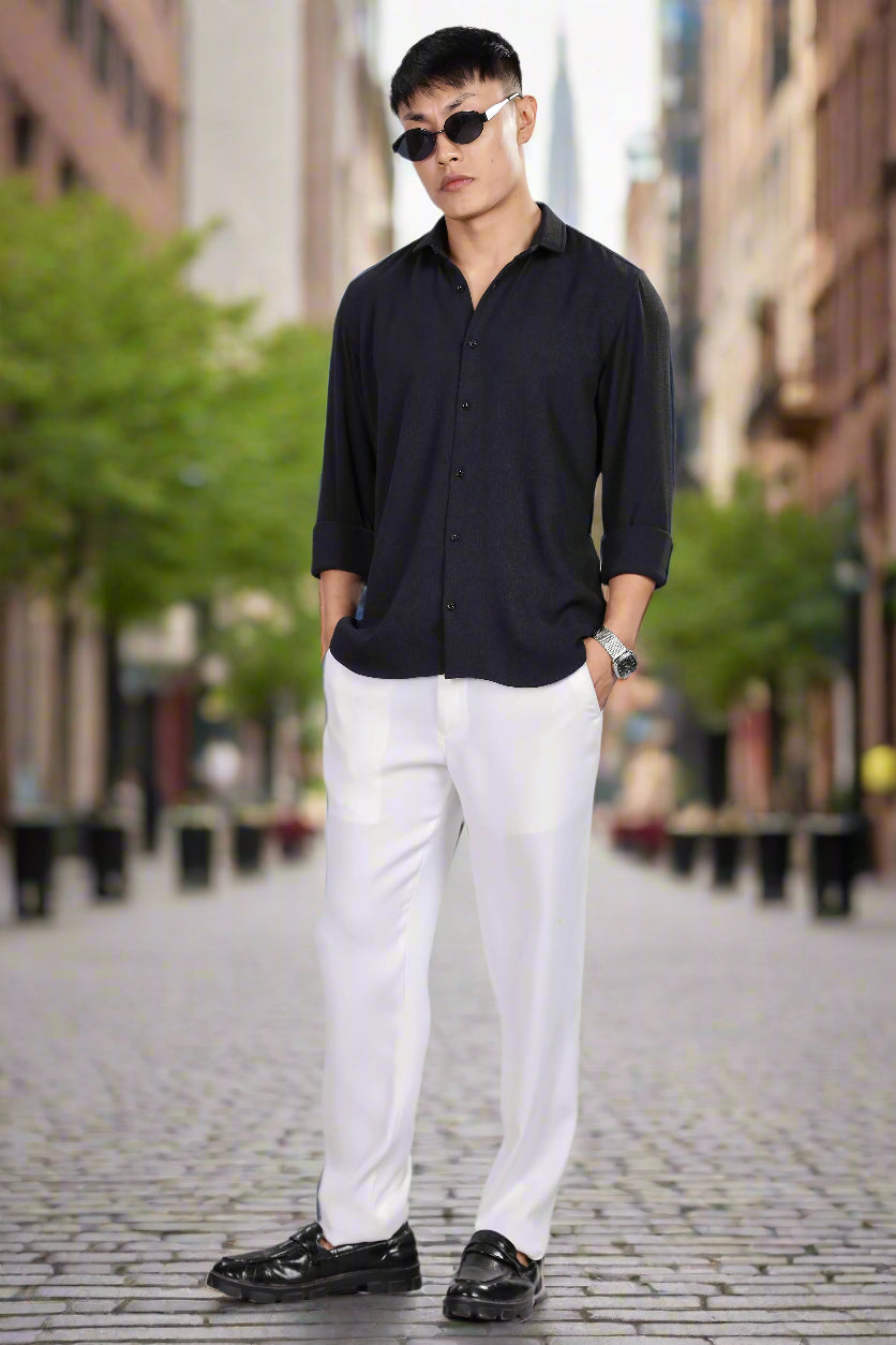 Men’s Premium Textured Shirt(Black) – Luxurious Fabric, Timeless Style | Wear Confidence, Own the Moment