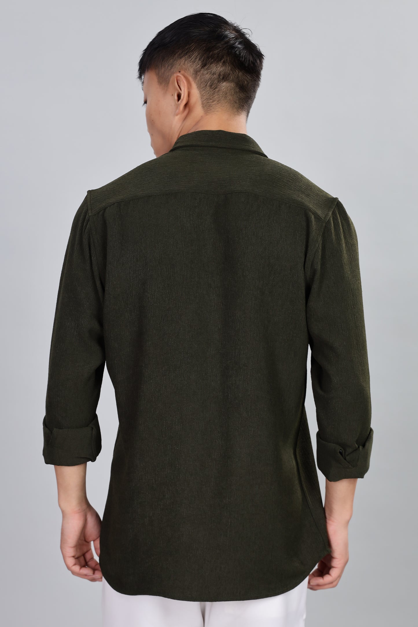 Men’s Premium Textured Shirt(Dark Green) – Luxurious Fabric, Timeless Style | Wear Confidence, Own the Moment