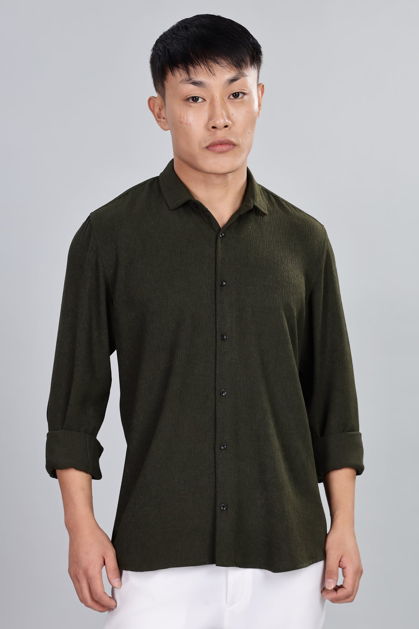 Men’s Premium Textured Shirt(Dark Green) – Luxurious Fabric, Timeless Style | Wear Confidence, Own the Moment