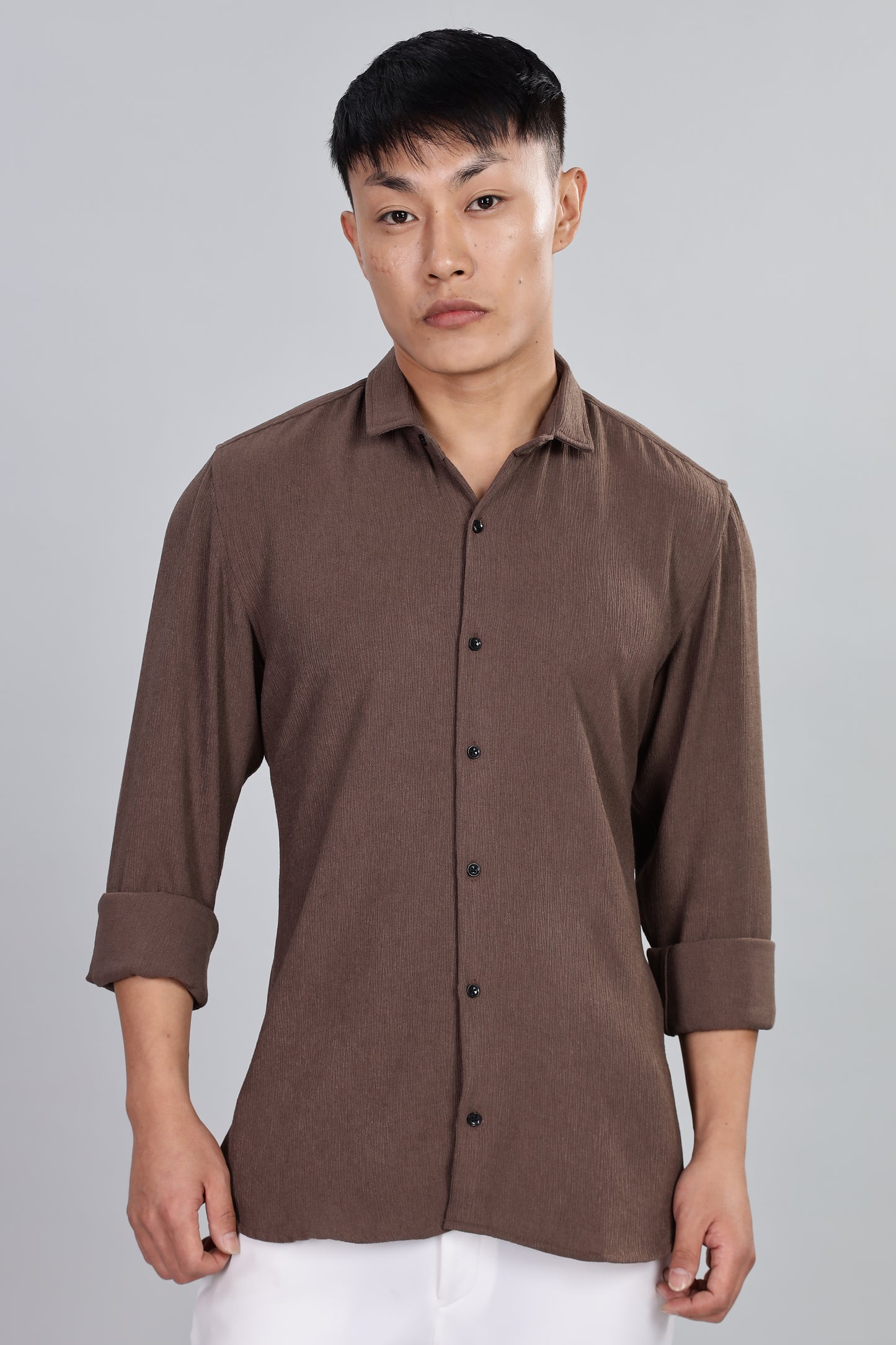 Men’s Premium Textured Shirt(Coffee) – Luxurious Fabric, Timeless Style | Wear Confidence, Own the Moment