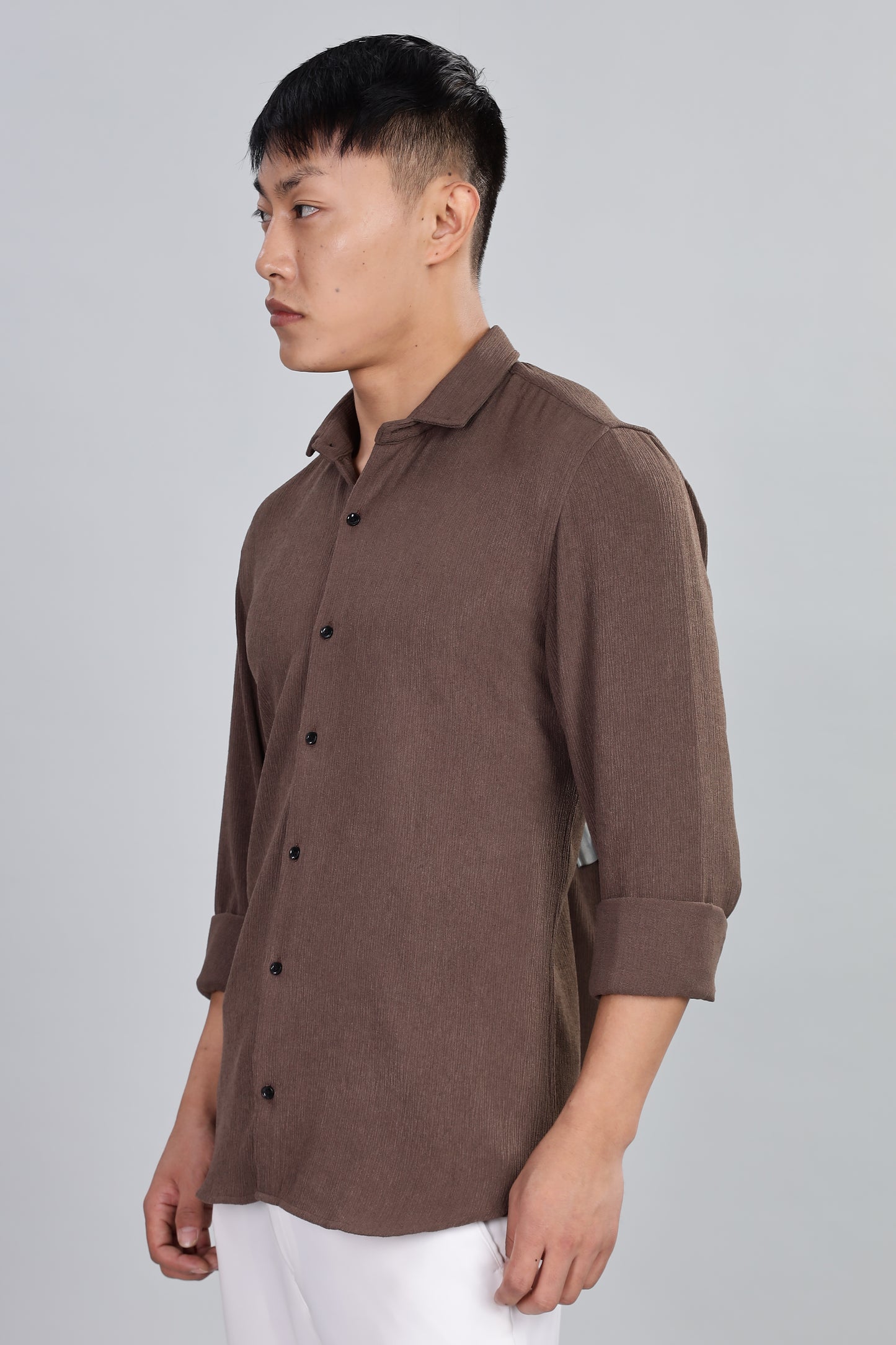 Men’s Premium Textured Shirt(Coffee) – Luxurious Fabric, Timeless Style | Wear Confidence, Own the Moment