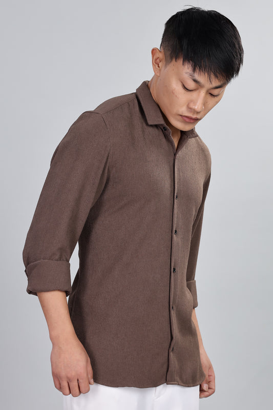 Men’s Premium Textured Shirt(Coffee) – Luxurious Fabric, Timeless Style | Wear Confidence, Own the Moment