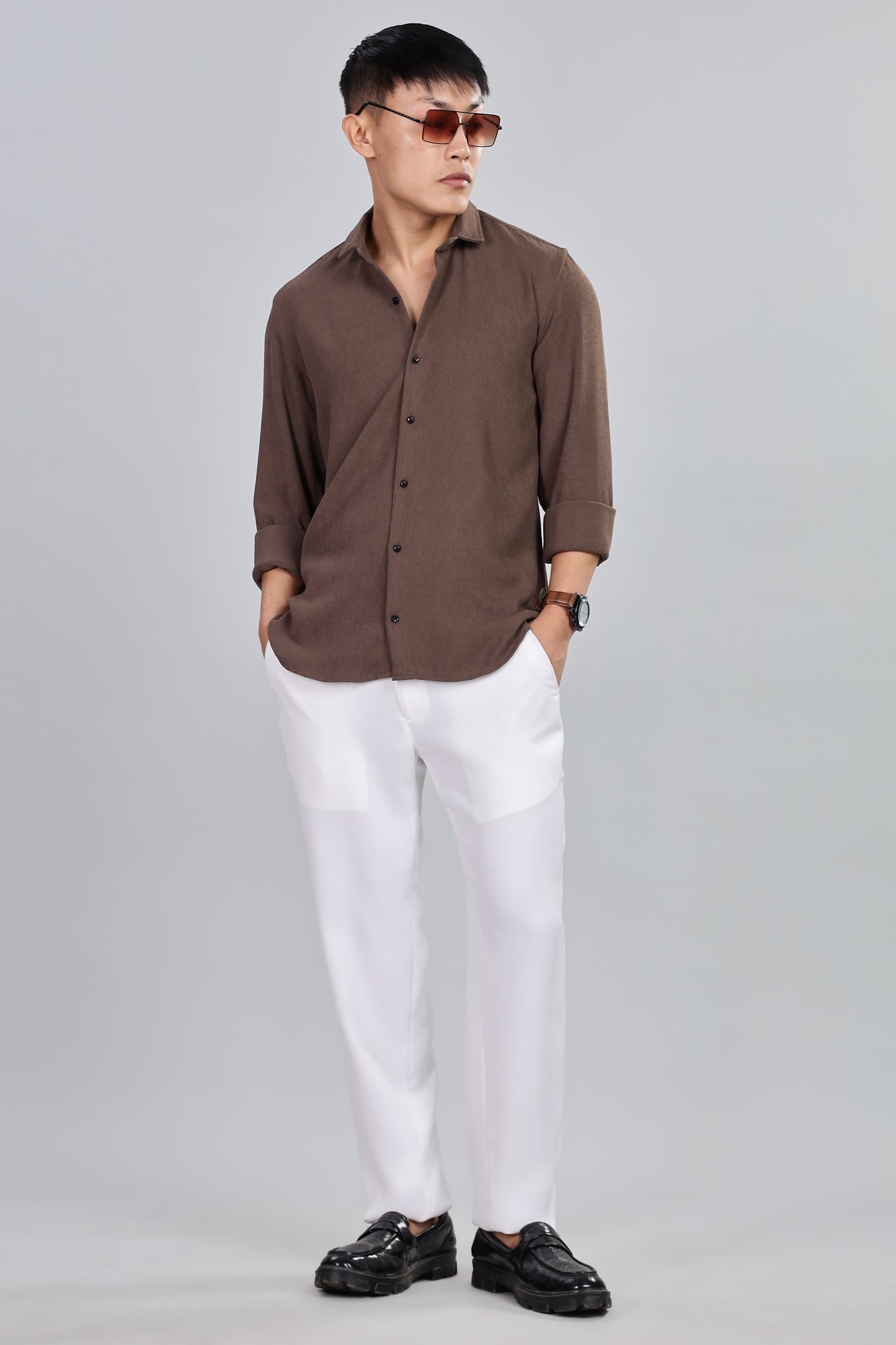 Men’s Premium Textured Shirt(Coffee) – Luxurious Fabric, Timeless Style | Wear Confidence, Own the Moment
