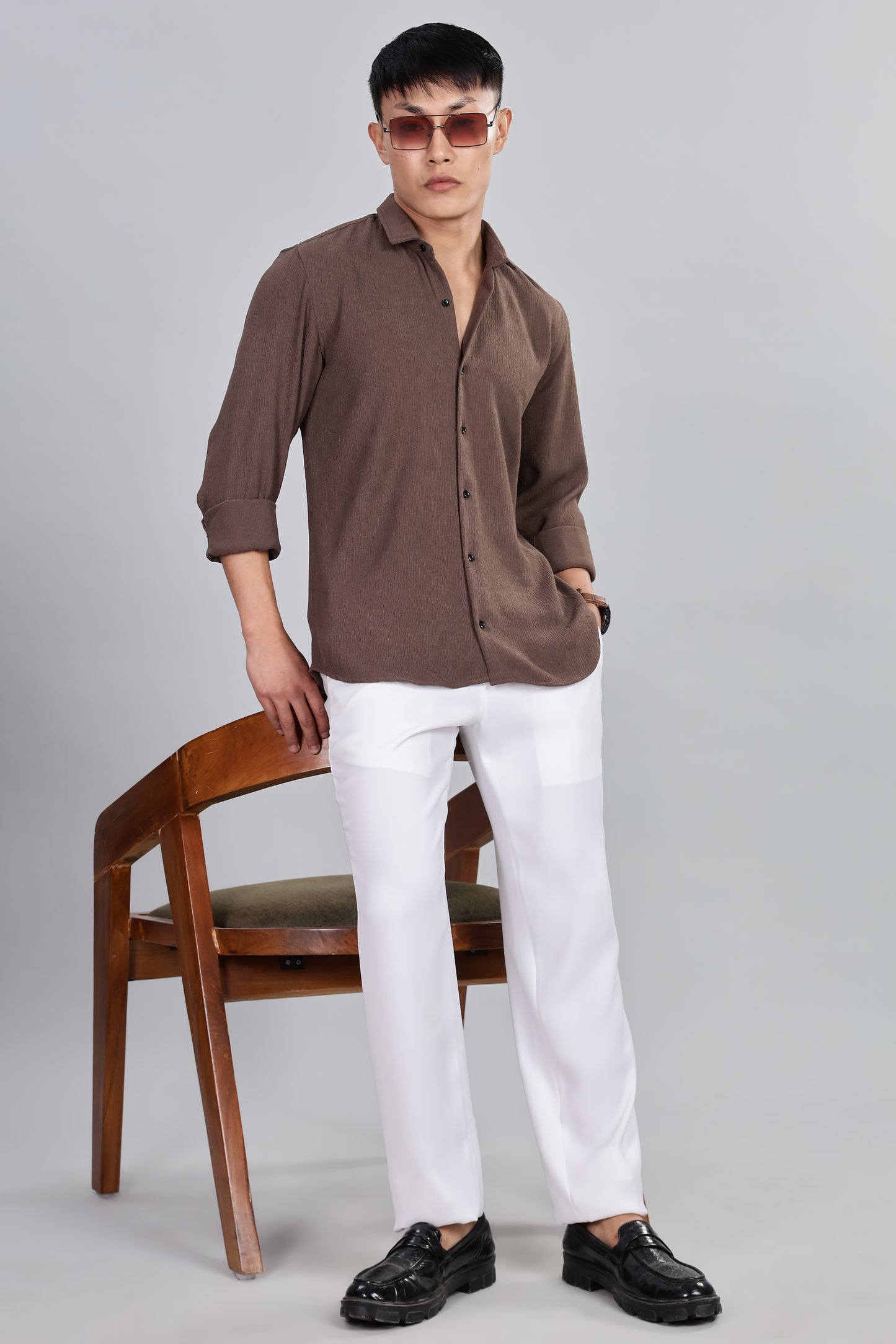 Men’s Premium Textured Shirt(Coffee) – Luxurious Fabric, Timeless Style | Wear Confidence, Own the Moment