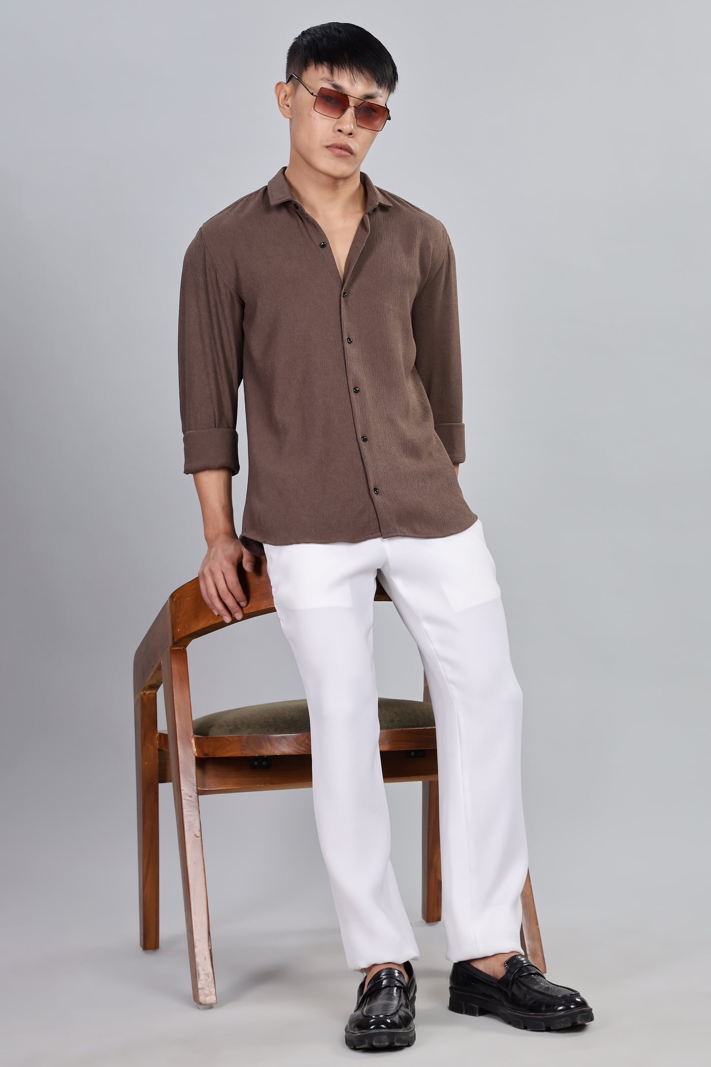 Men’s Premium Textured Shirt(Coffee) – Luxurious Fabric, Timeless Style | Wear Confidence, Own the Moment