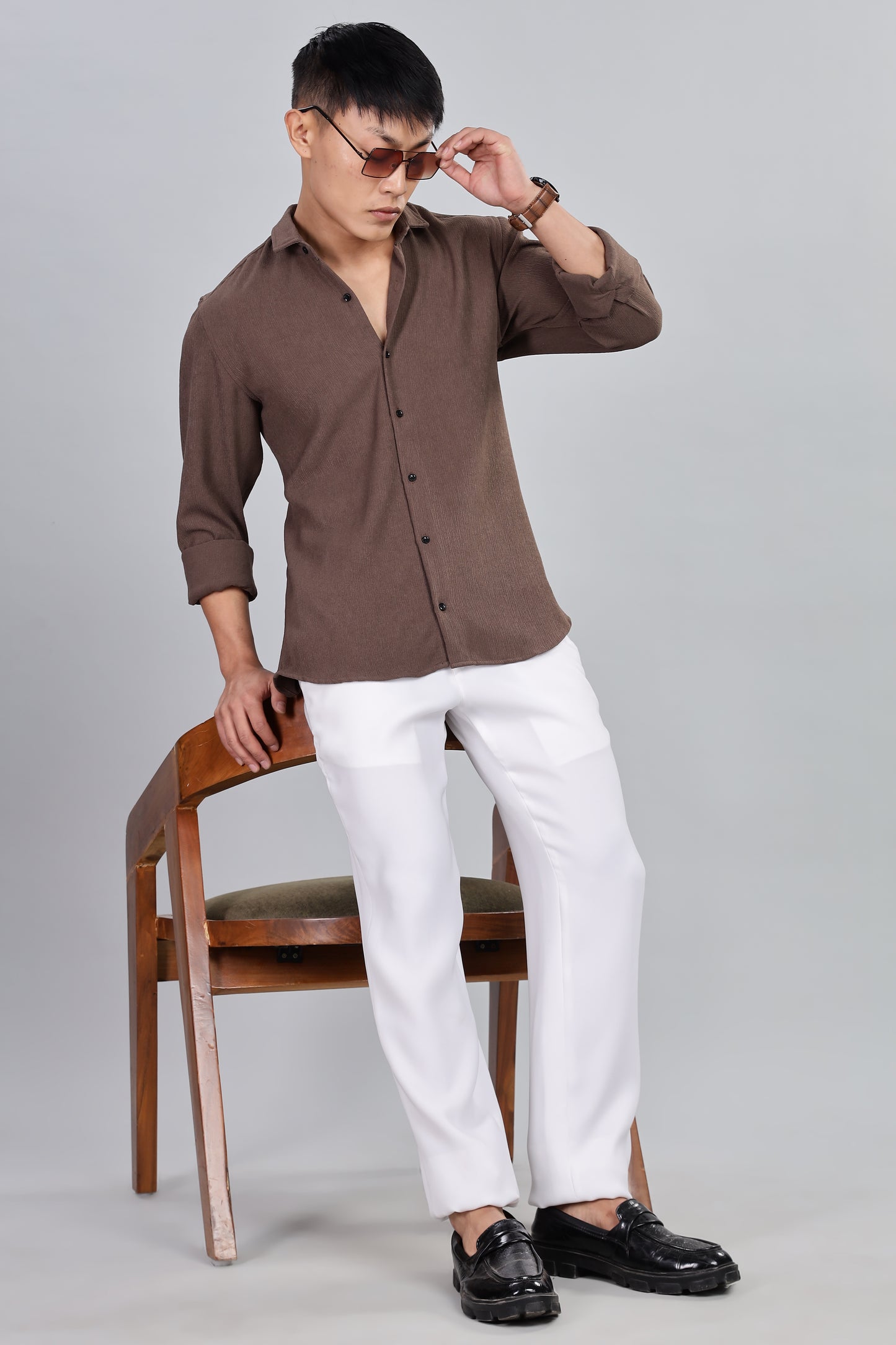 Men’s Premium Textured Shirt(Coffee) – Luxurious Fabric, Timeless Style | Wear Confidence, Own the Moment